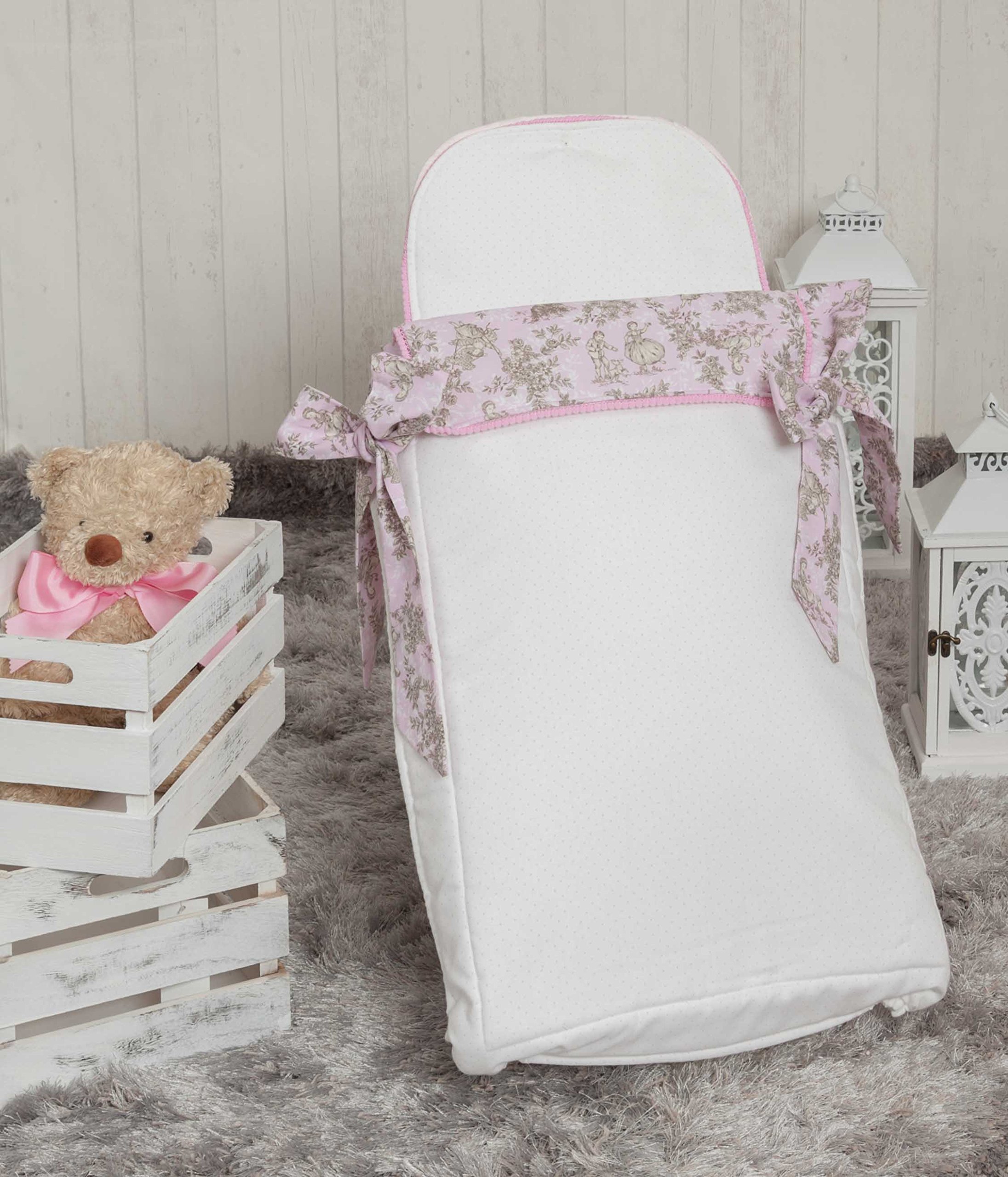 Babyline Toile – śpiworek dla niemowląt z 3 aplikacjami. Różowy
