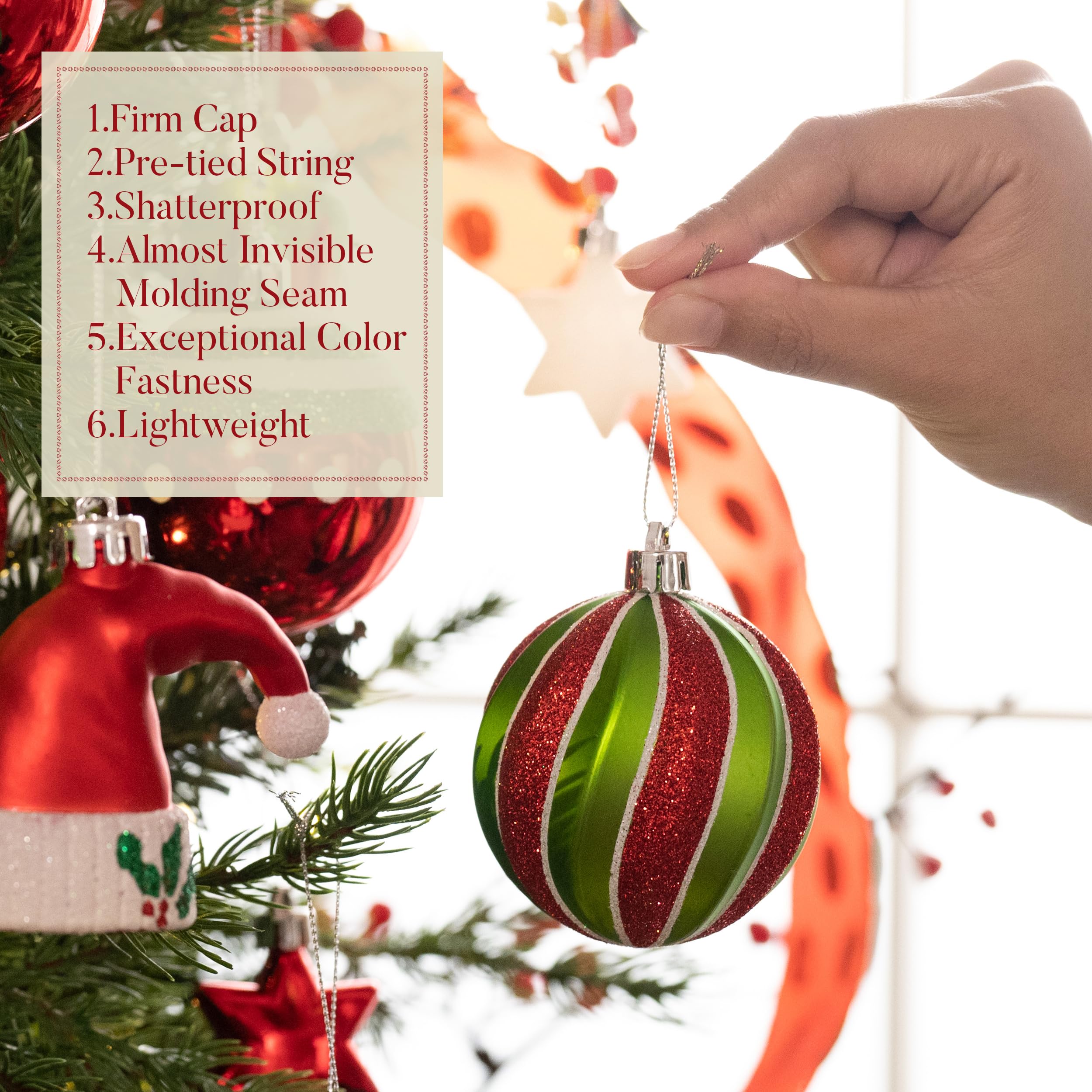 Valery Madelyn Lot de 70 décorations de Noël incassables à Suspendre pour Sapin de Noël (Rouge, Vert, Blanc)