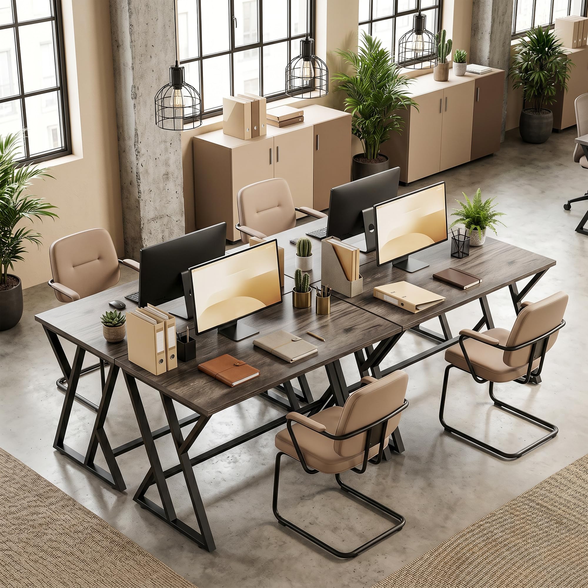 HOMCOM Scrivania per computer con base metallica a Z 120x60cm grigia | Scrivania da ufficio, aspetto legno, design industriale, per ufficio, studio, camera da letto, spazi piccoli