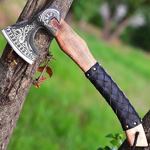 Miniatura 4 de Axe - Hacha vikinga de acero inoxidable hecha a mano con mango de madera maciza, hacha, Jaaa-5000