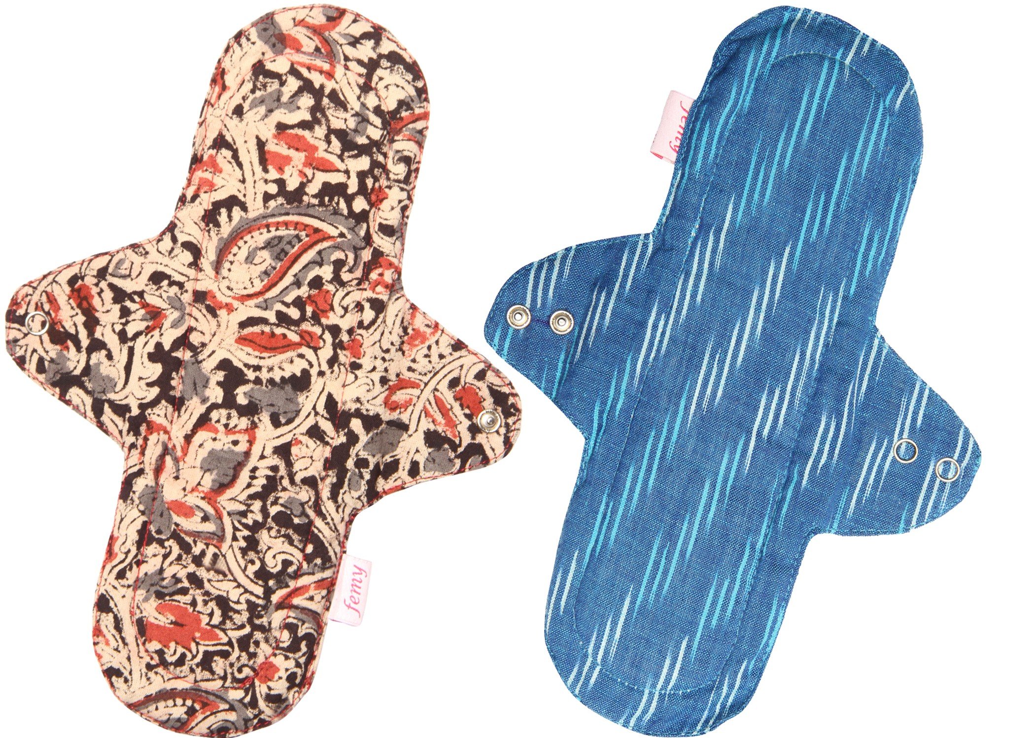 Femy Washable and Reusable Sanitary Cloth Pad Combo Pack of Kalamkari Maroon and Ikkat Blue (B01KLEO47E) Amazon Price History, Amazon Price Tracker