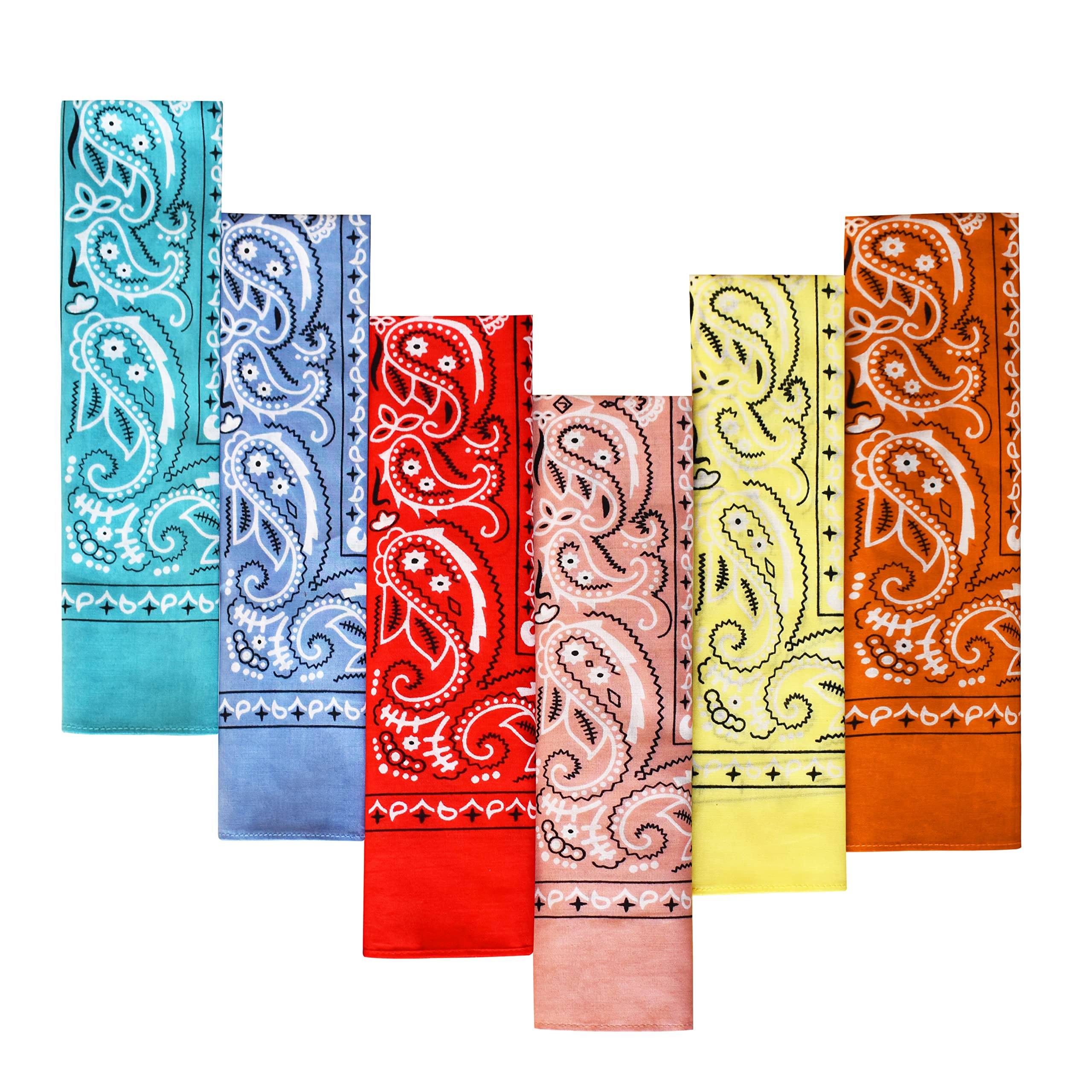 Every-ville Cotton Bandana Handkerchief for Men &amp; Women, 6 Pack