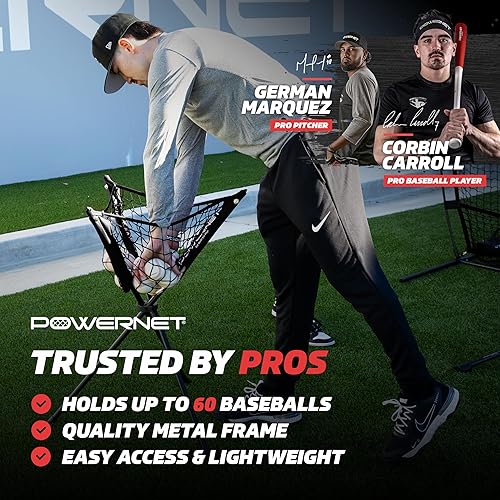 Miniatura 2 de PowerNet Baseball Softball Portable Ball Caddy, Holds Bucket of Baseballs, Softballs, Tennis Balls, Use During Batting Practice Training and Drills