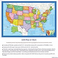 Vista 3 de Mapa de Escritorio de 2 Caras con Laminación Duradera (2 Mapas de Escritorio: Mapa de EE. UU./Mapa Mundial Centrado en EE. UU.)