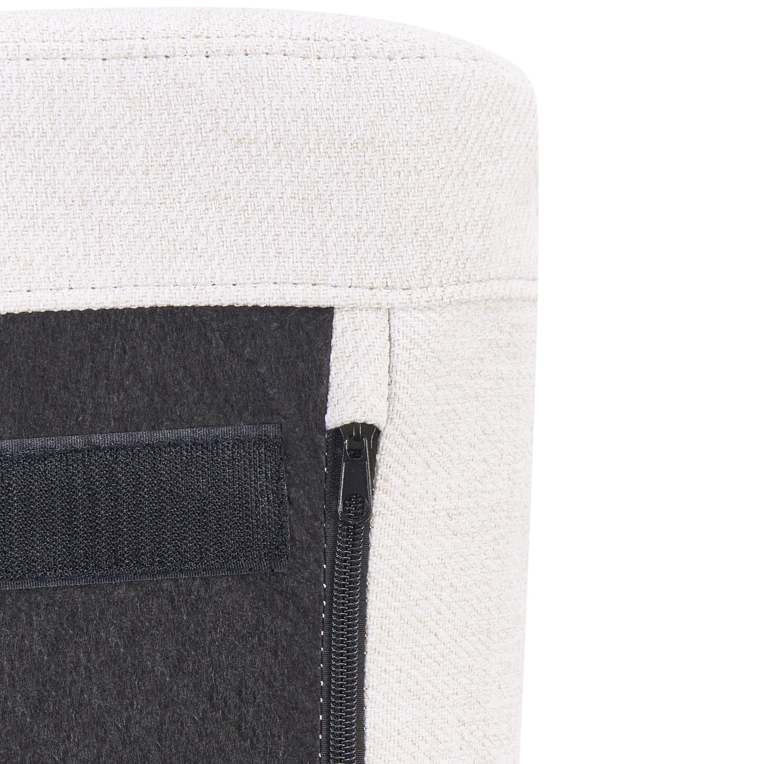 Beliani Sillón Giratorio tapizado de Tela Patas macizas de Hierro Negro Base giratoria de 360° cojín del Asiento Blanco Crema Vigge