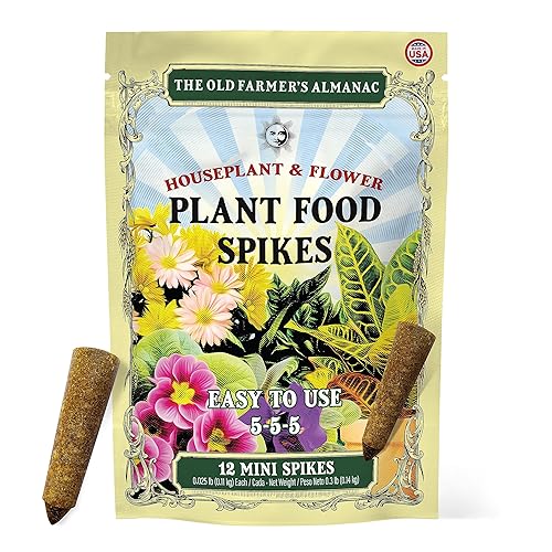 The Old Farmer's Almanac Mini picos para plantas de interior y flores, NPK 5-5-5 para alimentación continua y colores vibrantes (24 mini picos)