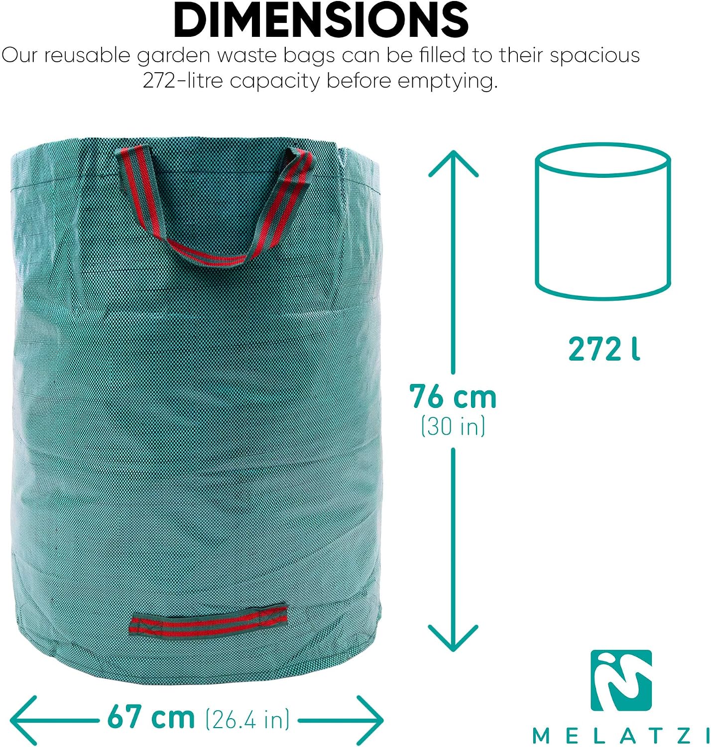 Sacs à déchets de jardin résistants avec gants respirants pour un jardinage efficace – Capacité de 272 L Sacs poubelle de jardin avec poignées, réutilisables, indéchirables, stockage sûr des déchets de jardin — vue 3
