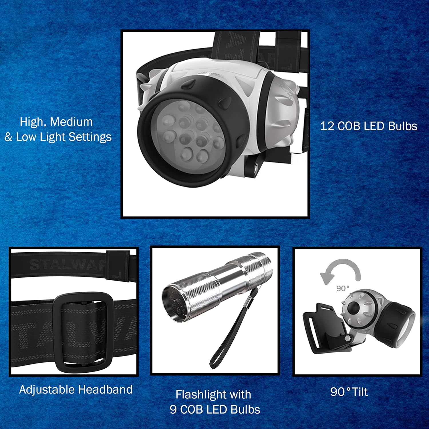 Stalwart - 75-SP139 LED Headlamp, Adjustable Headband and Flashlight Set, Battery Operated 48 Lumen LED Bulbs, for Camping, Running, Hiking, and Emergency by : Sports & Outdoors