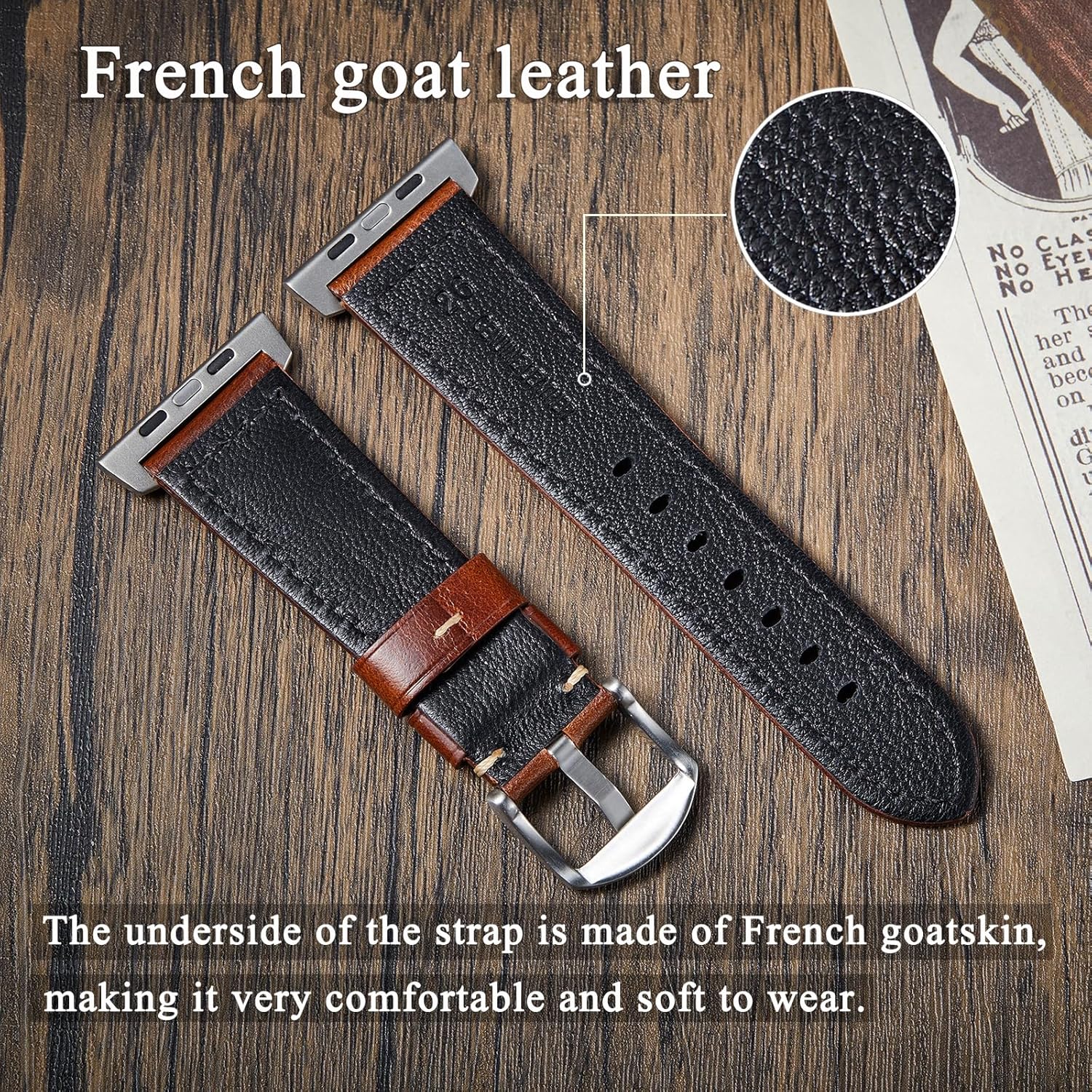 Gitalian Leather Band Compatible with Apple Watch Ultra3/2/1 Band 49mm 46mm 45mm 44mm 42mm for Men, Genuine Leather Replacement Strap for iWatch Series 10 9 8 7 6 5 SE - Image 2