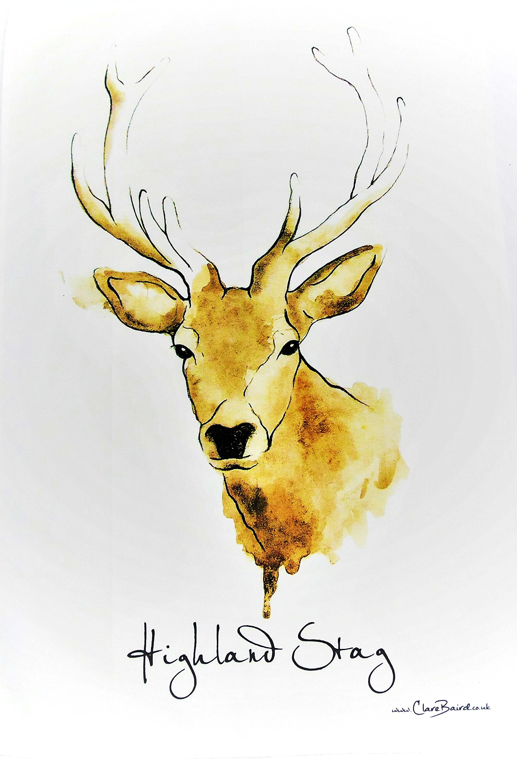 Clare Baird CreationsTea Towel in a Highland Stag Design