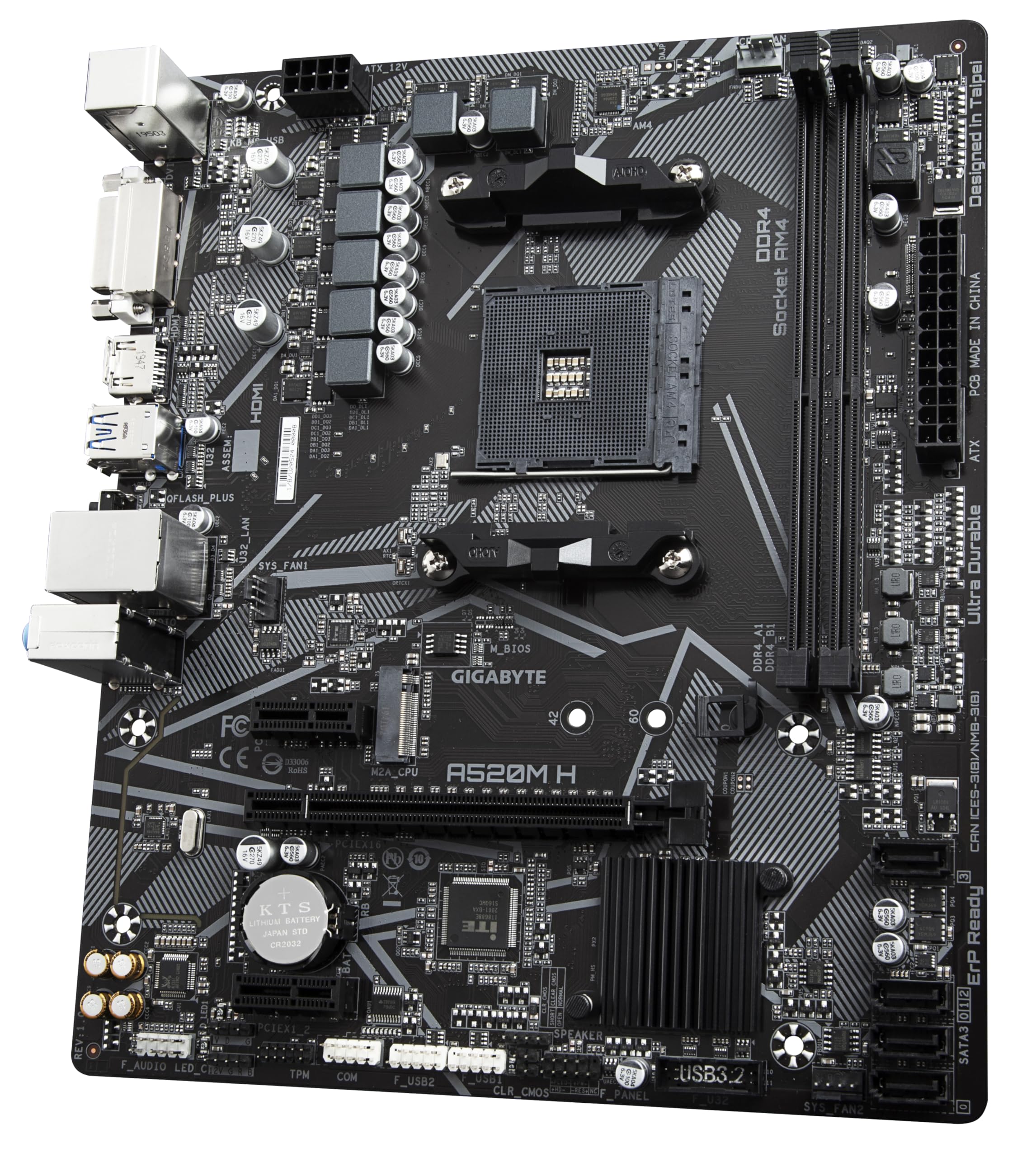 Gigabyte A520M H mATX Motherboard for AMD AM4 CPUs,Black