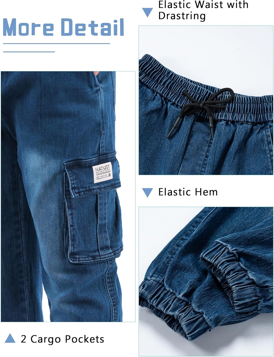 Boys Cargo Joggers Drawstring Jogging Pants Kids Elastic Waist Trousers 5-14 Years - Image 3