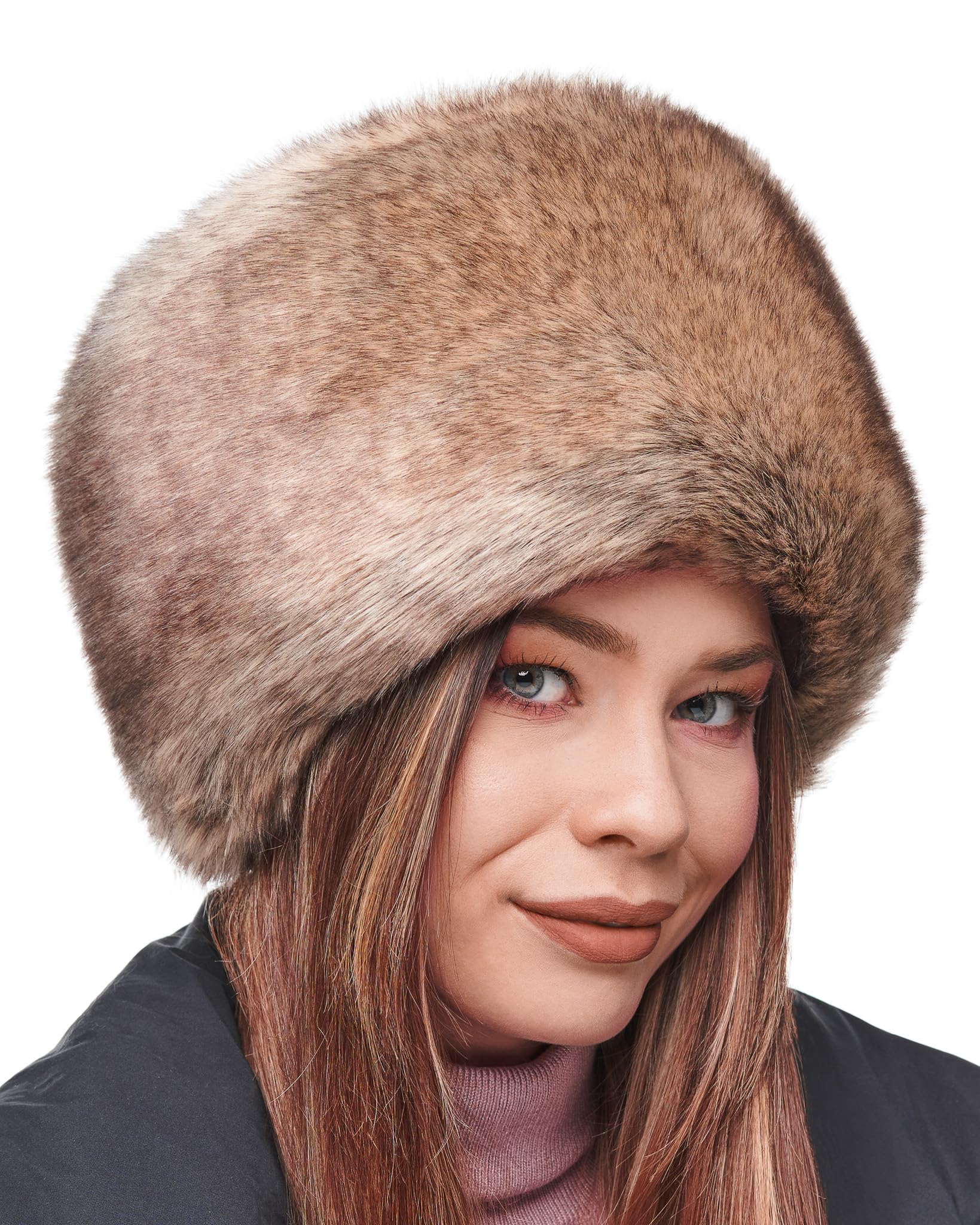 Futrzane Women's Beige Siberian Siberian Cossack Hat - Russian Fur Hats For - Fluffy Winter Hat (S, )