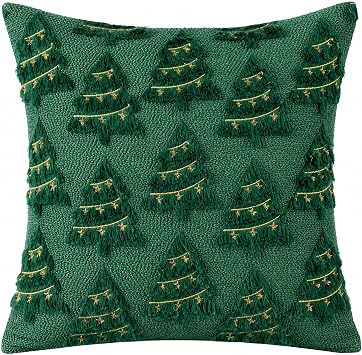 OHOME Christmas Decorations - Christmas Tree Green Pillow Covers 18x18 inch
