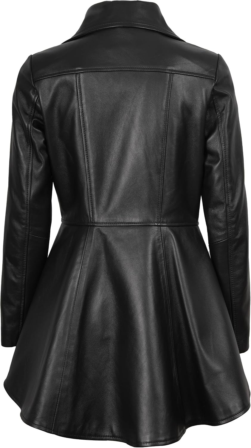Decrum Womens Leather Jacket - Peplum Style Casual Real Lambskin Leather Jackets for Women
