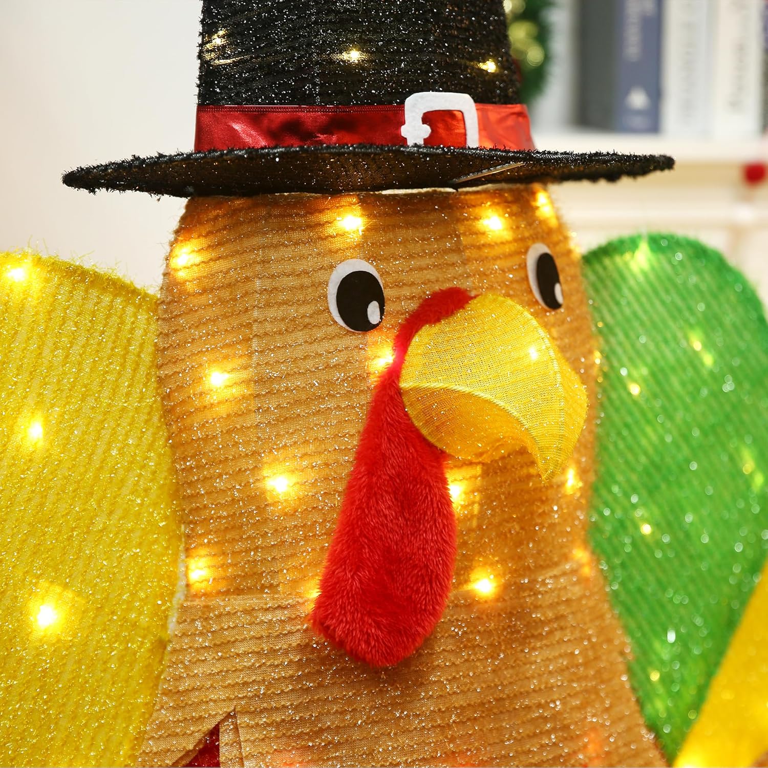 48Inch Lighted Turkey Outdoor Christmas/Thanksgiving Decorations Turkey Light for Fall Harvest Halloween Decor Fall Decorations Outdoor Decor Christmas Holiday Yard Lighted Turkey Party