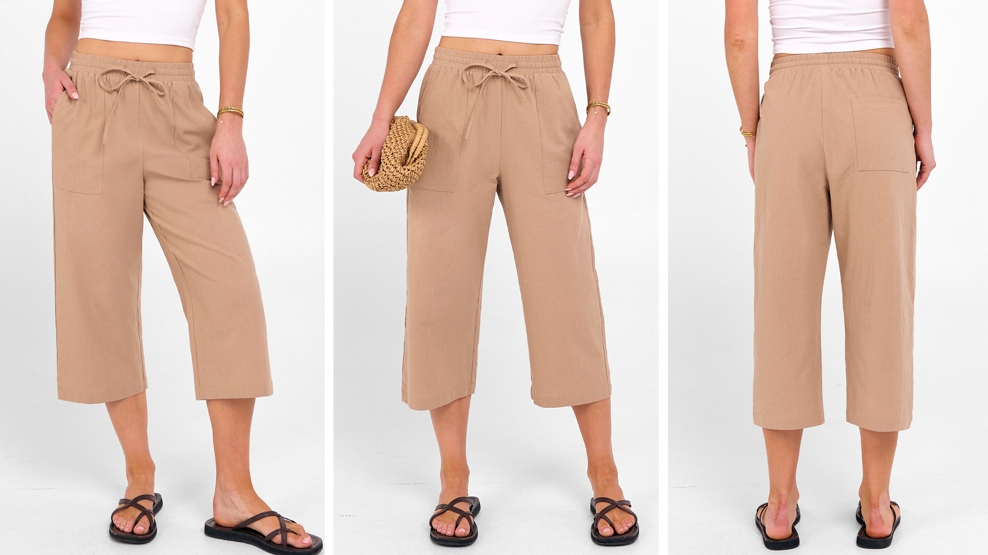 ANRABESS Capris Pants for Women Summer Casual Loose Drawstring