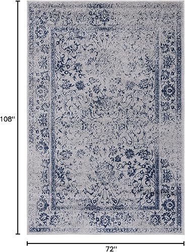 Miniatura 617 de Safavieh colección Adirondack - Alfombra de área, 6 x 9 pies, gris y azul, diseño oriental desgastado, no desprende pelusa, fácil cuidado, ideal