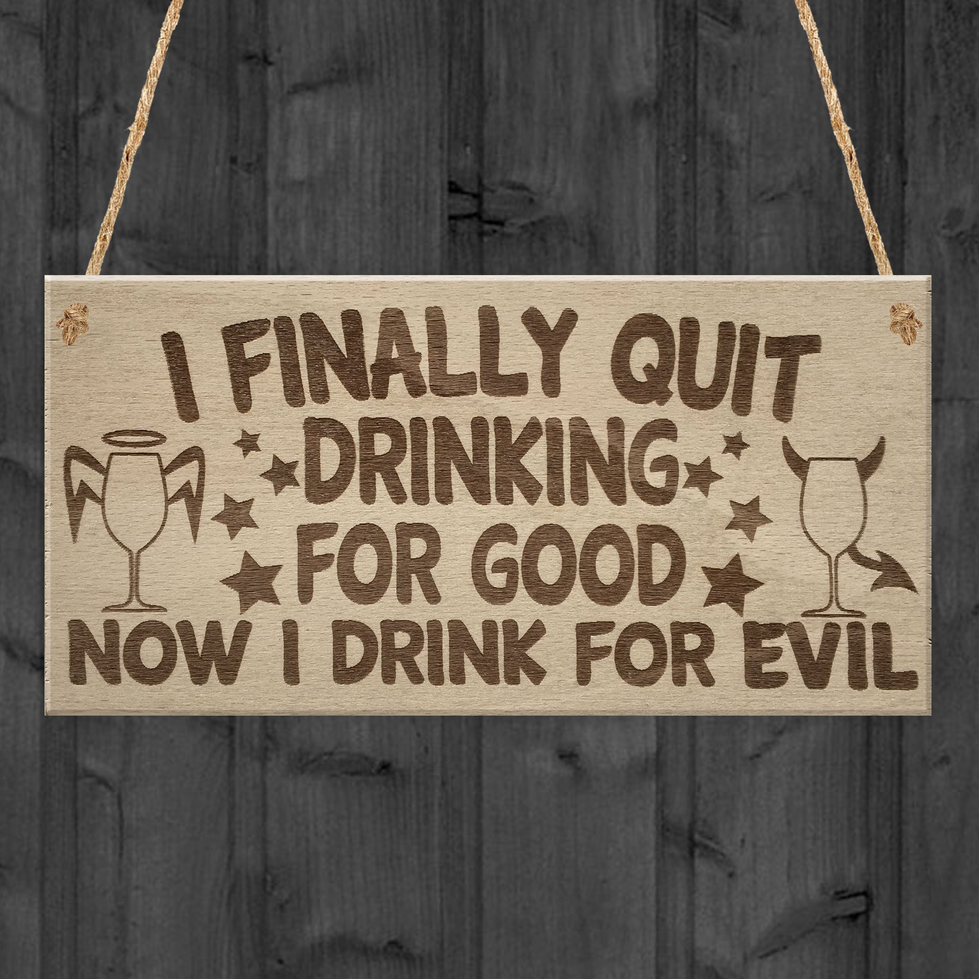 Red Ocean Drink For Evil Alcohol Beer Wine Prosecco Pub Man Cave Bar Hanging Plaque Friendship Gift Sign