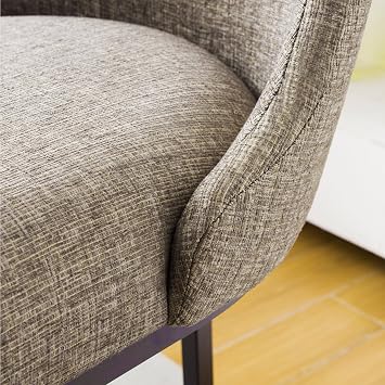 Leick Home Barrelback Bar Stool, Upholstered Back and Seating with Metal Base, for Bars or Elevated Kitchen Counters, Gray Linen and Espresso, 10133ES/GL