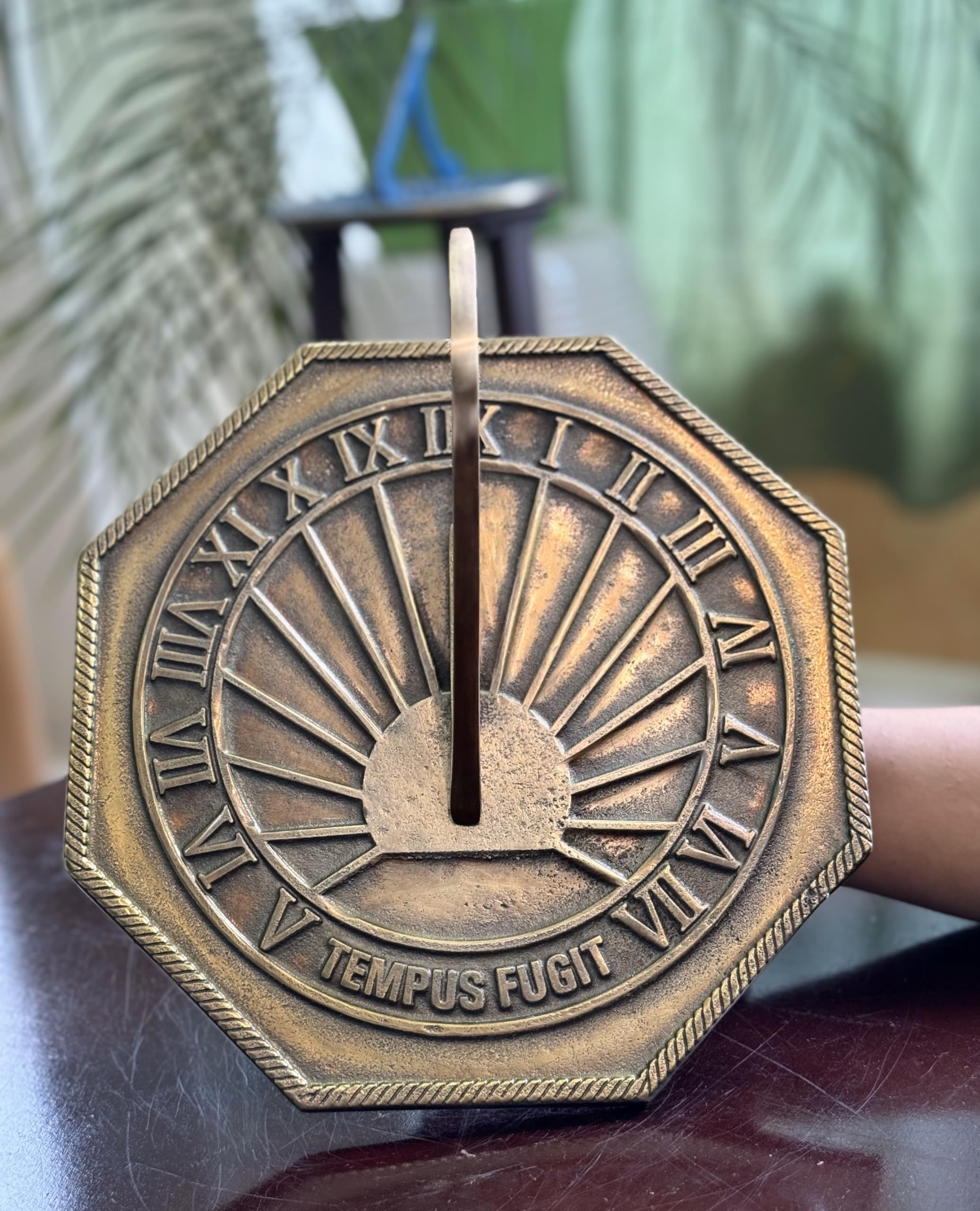 Reloj de sol octogonal clásico de latón para jardín, decoración de hogar y jardín, reloj solar para exteriores, regalo de cumpleaños de 10 pulgadas