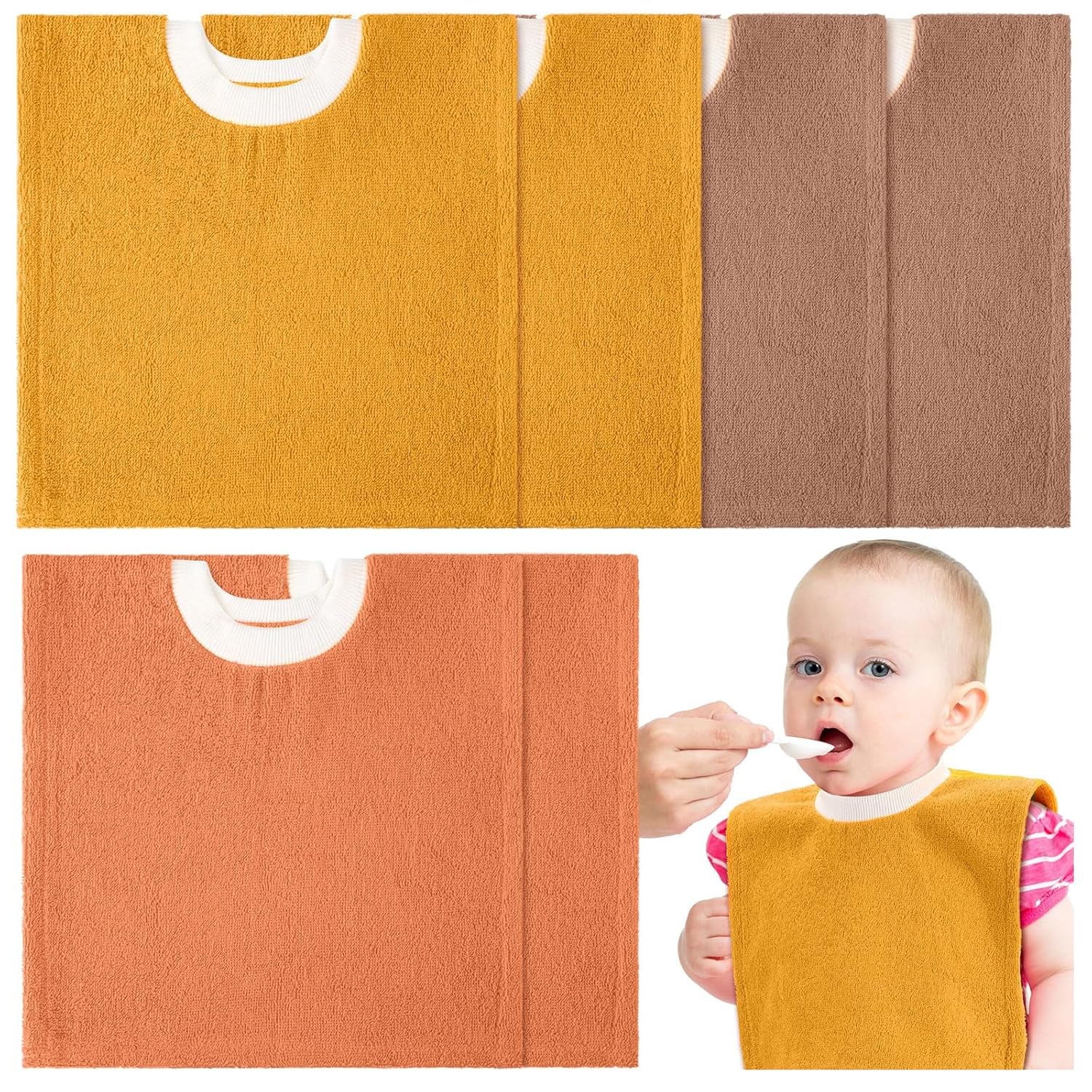 Foaincore 6 Pcs Pullover Baby Bibs Cotton Terry Toddler Absorbent Infant for Feeding and Drooling Towel Slip on Bib(Warm Color) Foaincore 6 Pcs Pullover Baby Bibs Cotton Terry Toddler Absorbent Infant for Feeding and Drooling Towel Slip on Bib(Warm Color)