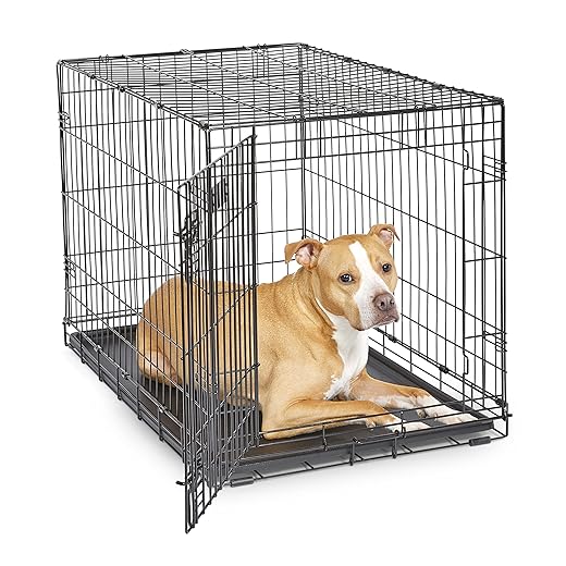MidWest Homes for Pets 36-Inch iCrate Folding Dog Crate with Divider Panel, Leak-Proof Tray & Secure Latches – Metal Wire Kennel for Medium Large Breeds – Portable, Durable & Easy to Assemble