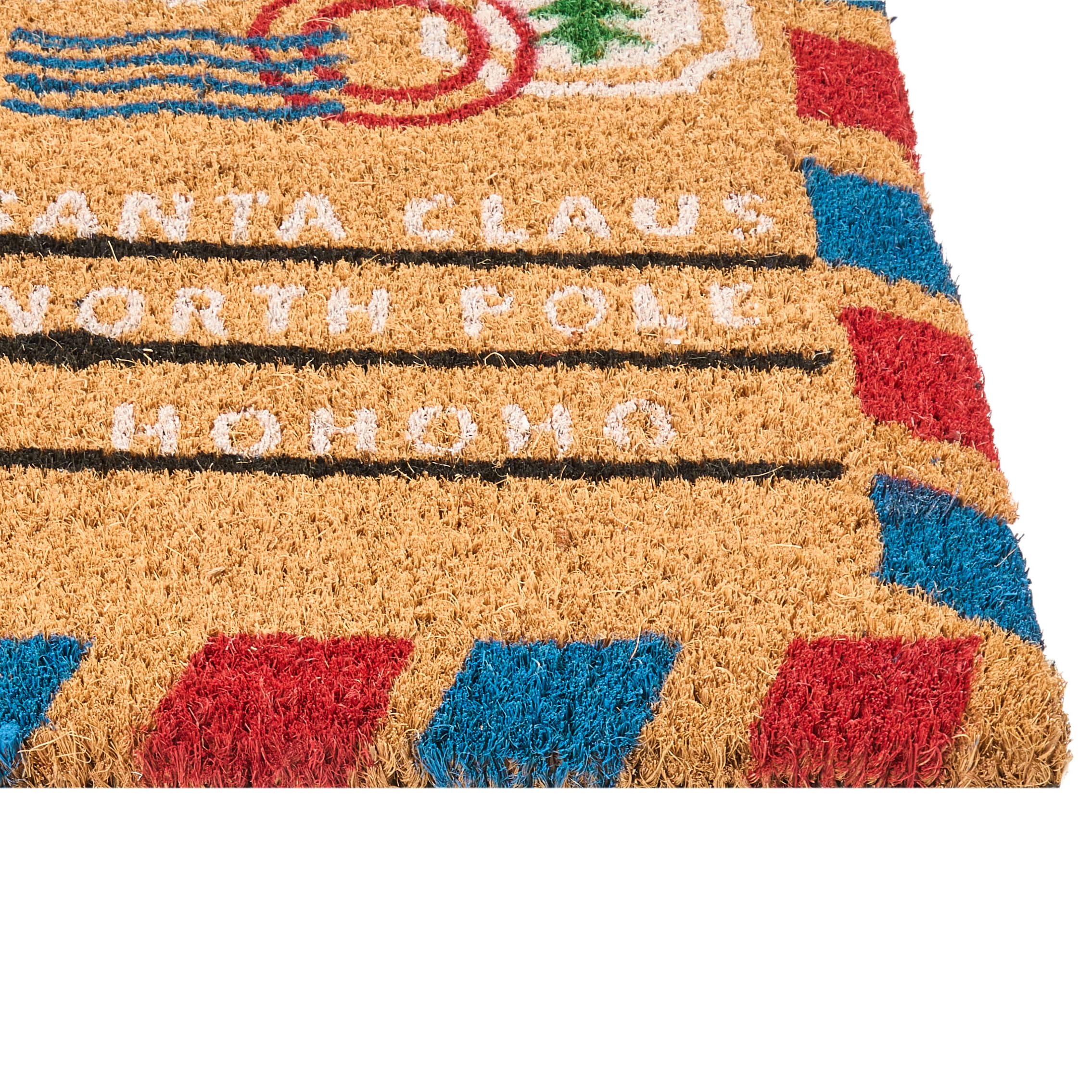 Beliani Felpudo de Bienvenida de Fibra de Coco con Motivo Postal navideña Antideslizante 50 x 80 cm Natural Katalla