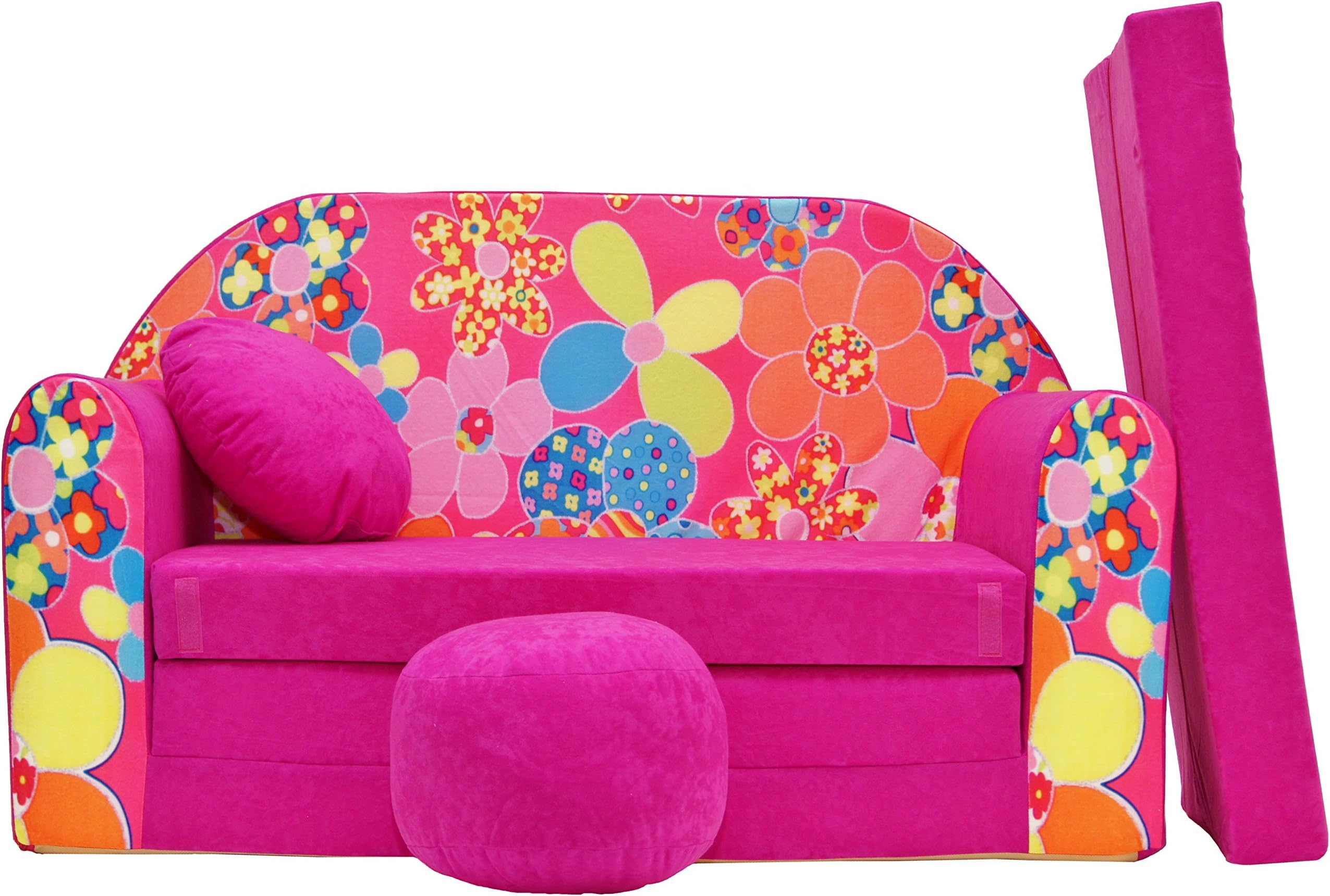 Sofa Children Sofa Cushion and Puff Mini Sofa transformabile in Cot Bed.