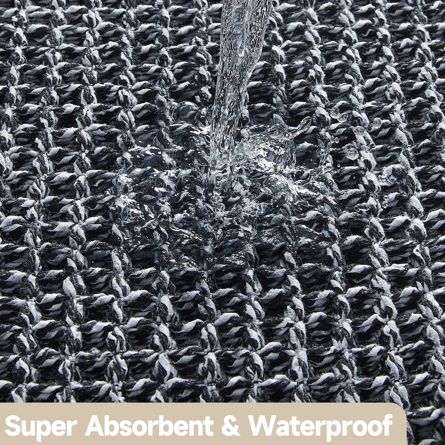 TYUU Alfombras de baño blancas y negras, alfombra de baño antideslizante, lavable, súper absorbente, de secado rápido, decoración de baño estilo bohemio, 48 x 24 pulgadas, blanco y negro