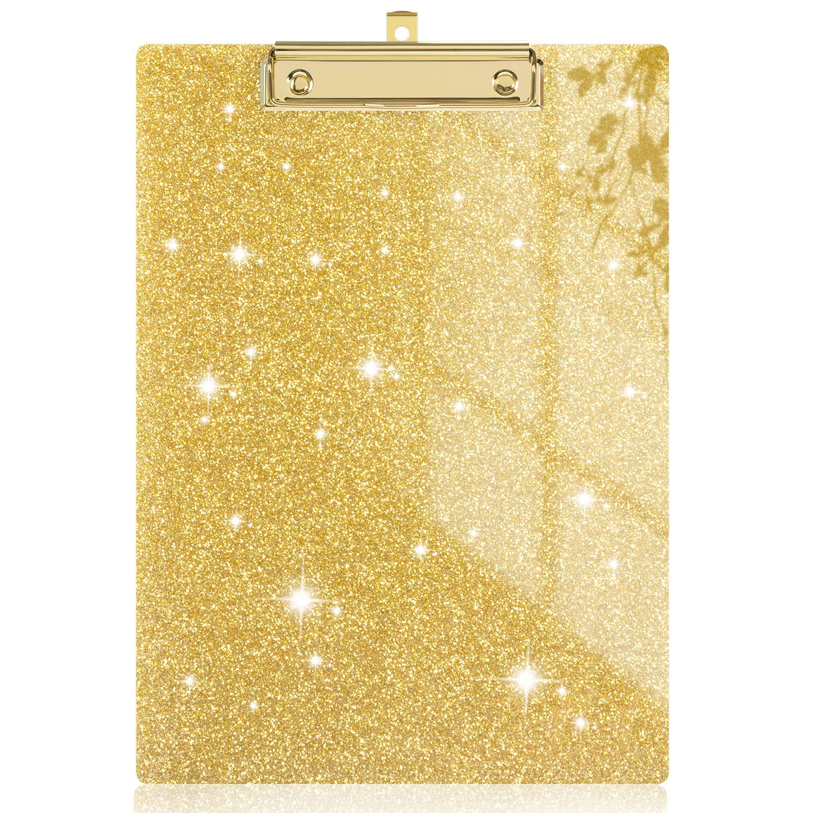 Rimilak Acrylic Glitter Clipboards, Sparkly Board with Low Profile Gold Clip, Designed for Classroom School and Office Use, A4 Letter Size 9 x 12.5 in, Yellow โ image 1