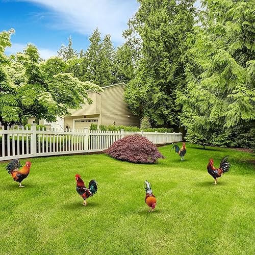 Miniatura 5 de Soaoo 5 piezas de acrílico gallo decoración de patio al aire libre jardín estatuas de pollo gallo decoración de jardín decoración de fiesta de pollo