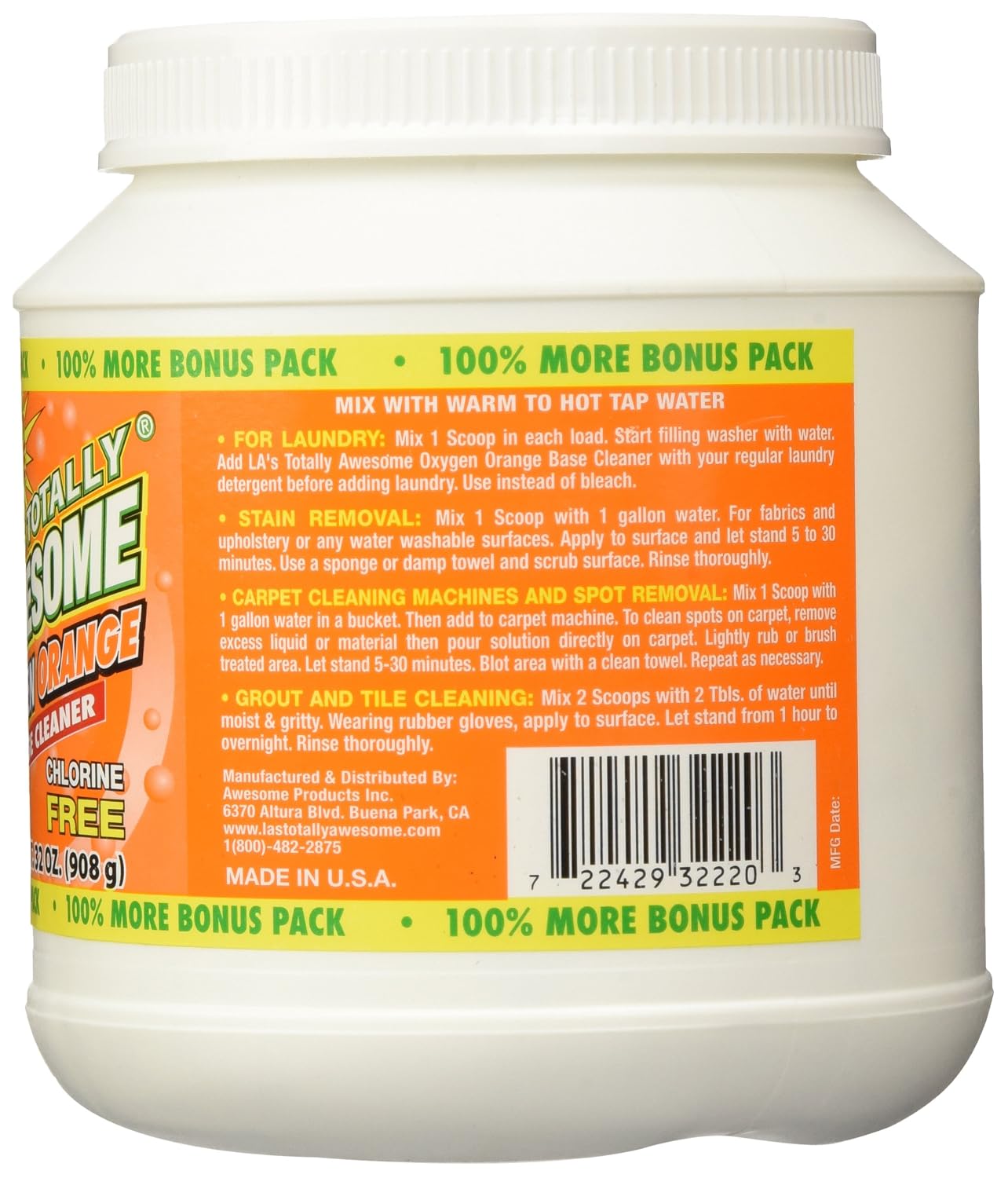 LA's Totally Awesome Oxygen Orange Base Cleaner, 32 oz.