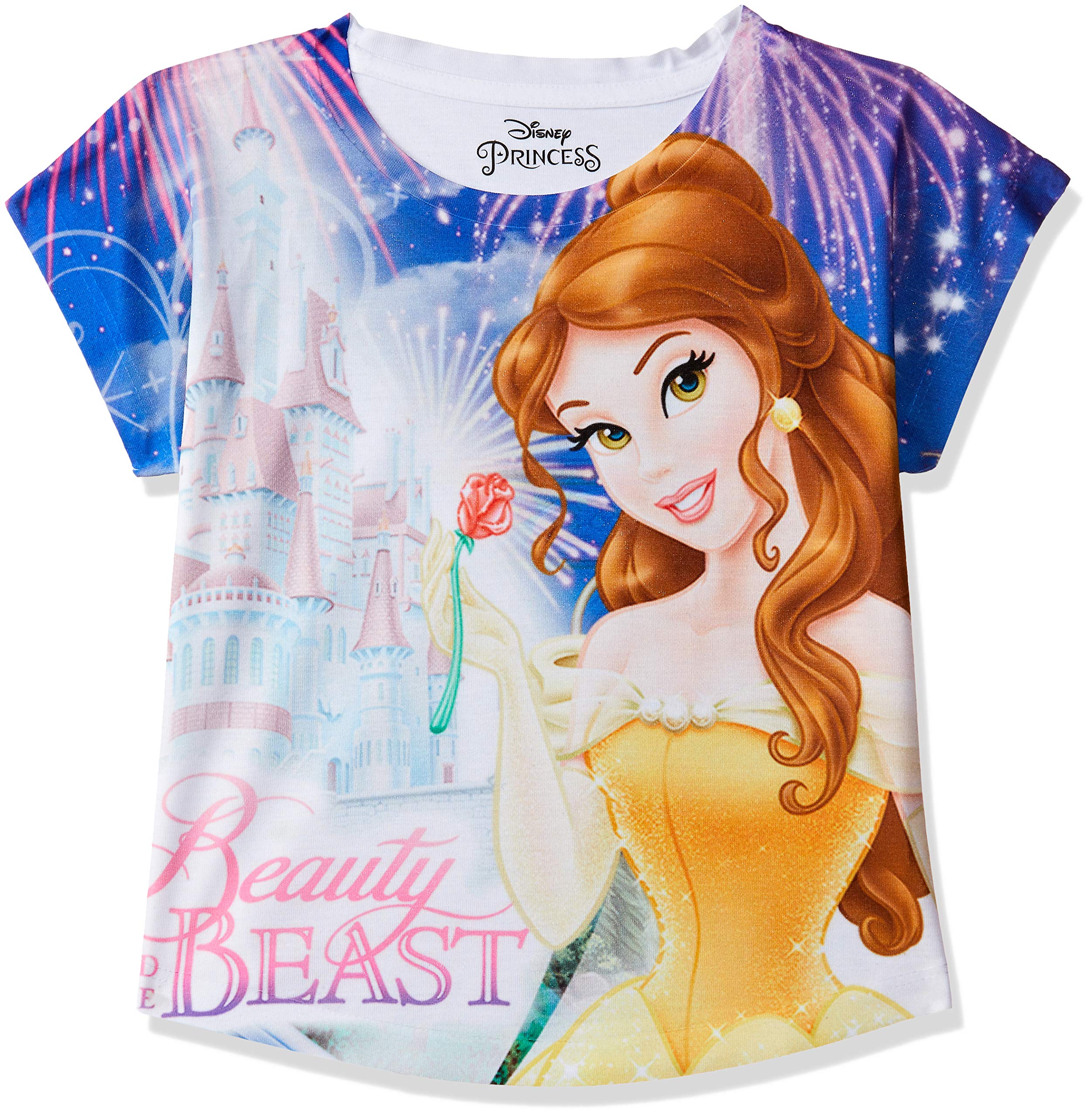 Disney Princess Girls Polyester Round Neck Cap Sleeves Tops - Purple (DPS0002)