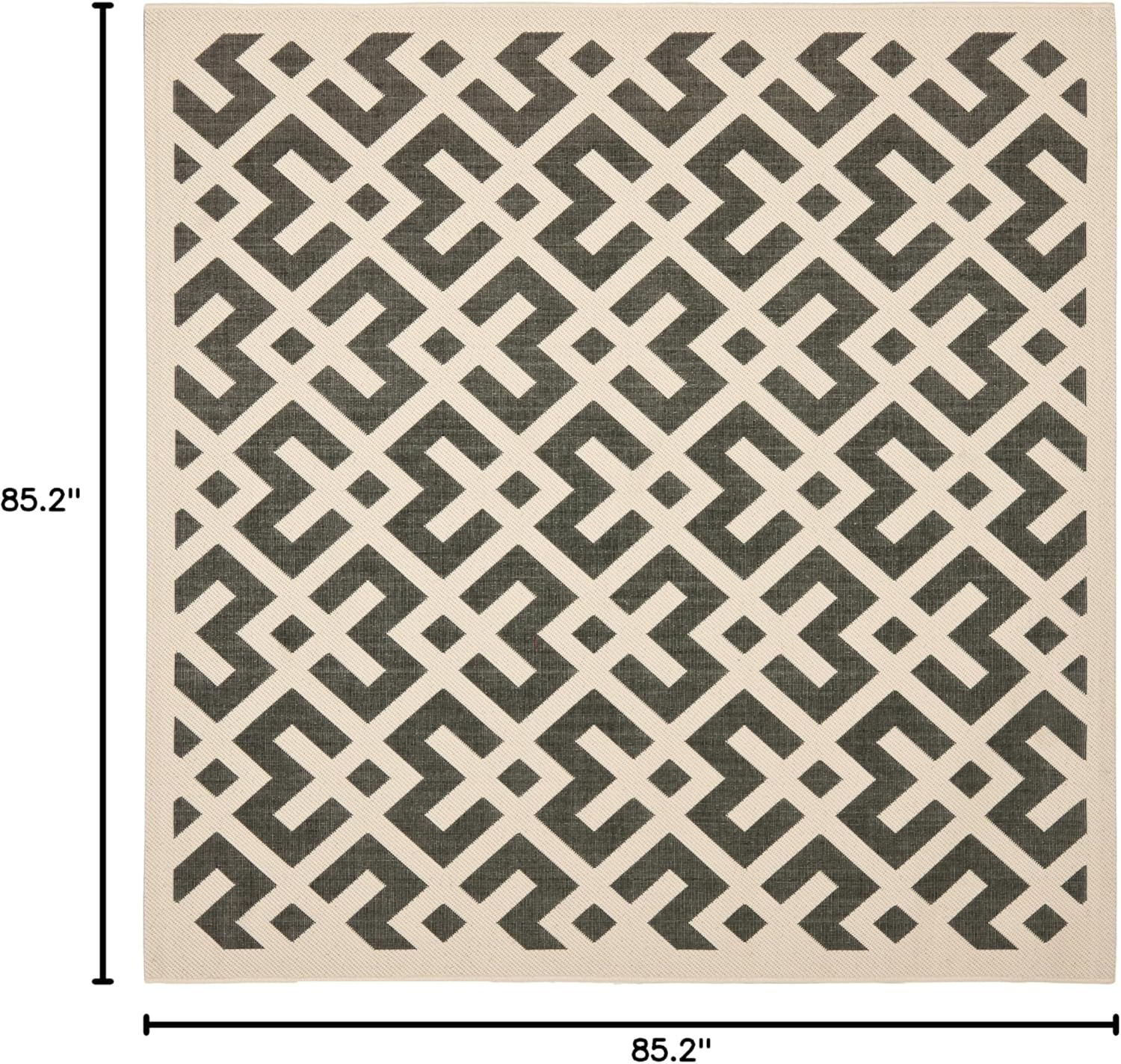 SAFAVIEH Washable Rug Outdoor Courtyard Collection - 7'10" Square, Black & Beige, Non-Shedding & Easy Cleaning, Ideal for Patio, Backyard, Mudroom (CY6915-216)
