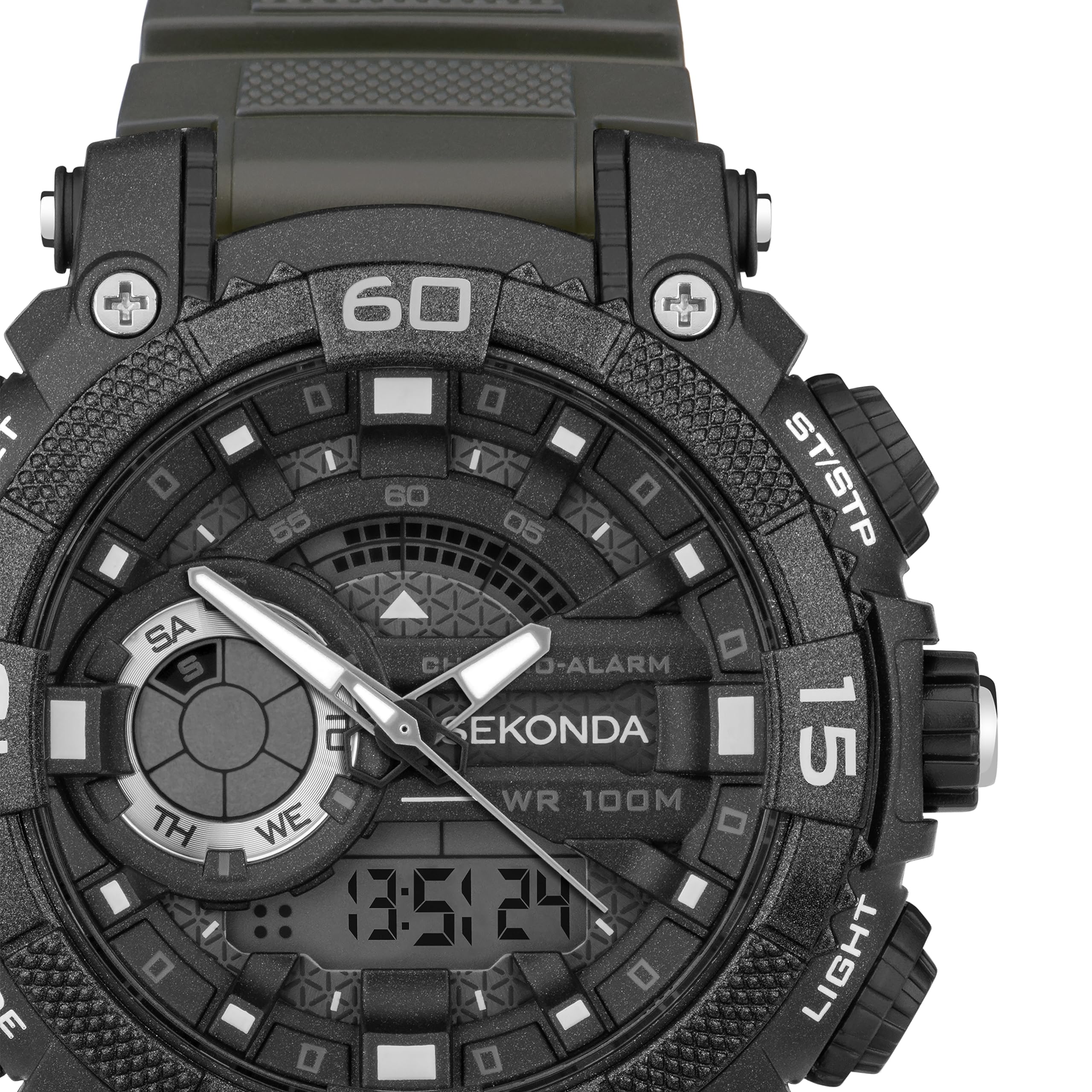 Sekonda Malvern 49 mm Męski Ani-Digi Kwarcowy Lekki Zegarek Sportowy Z Podświetleniem Dzień Data Funkcja Alarm Stoper 100 m Wodoodporny