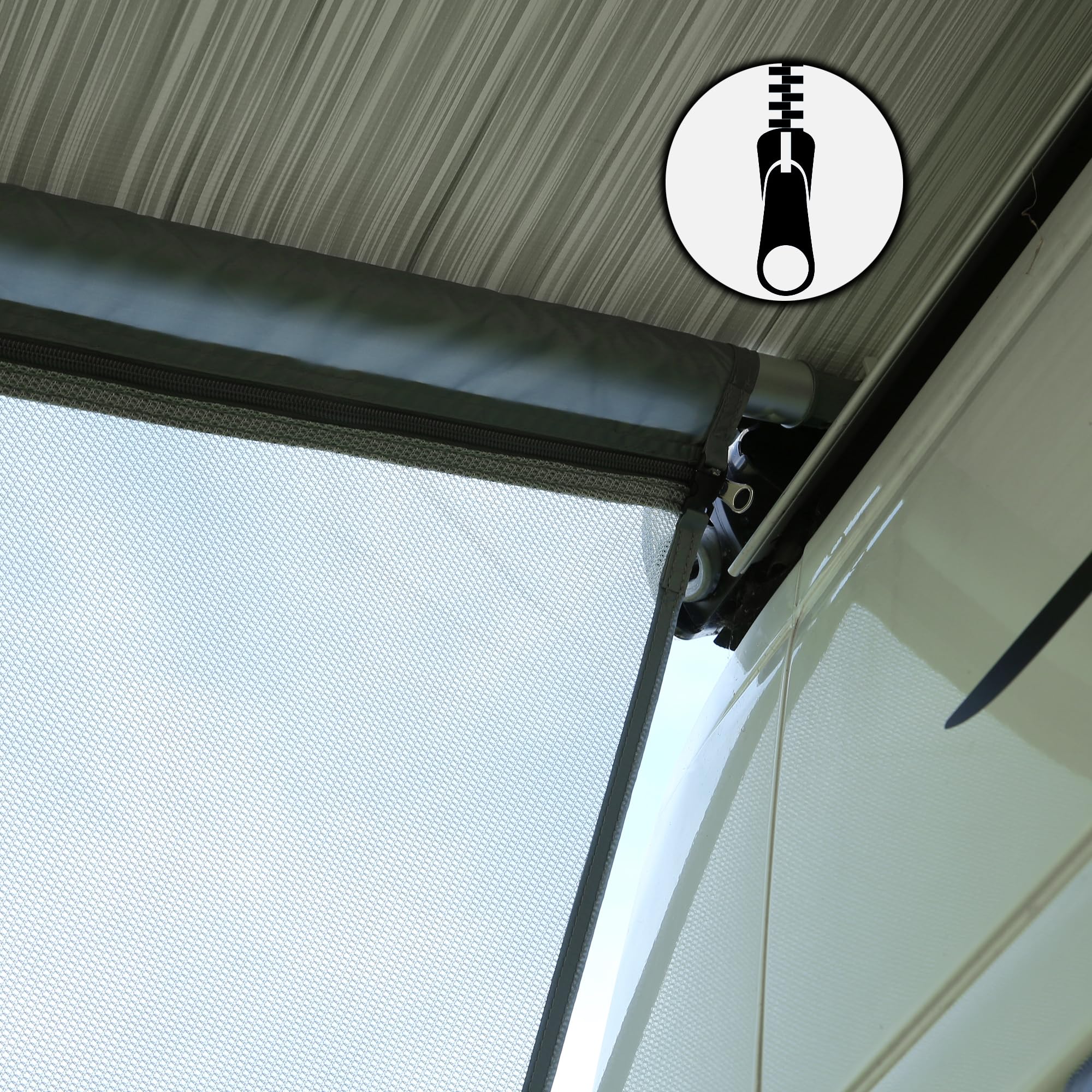 GEAR Capri Sun Blocker Markisenvorderwand winddurchlässig Sicht- und Sonnenschutz 3 Keder 240-480 cm