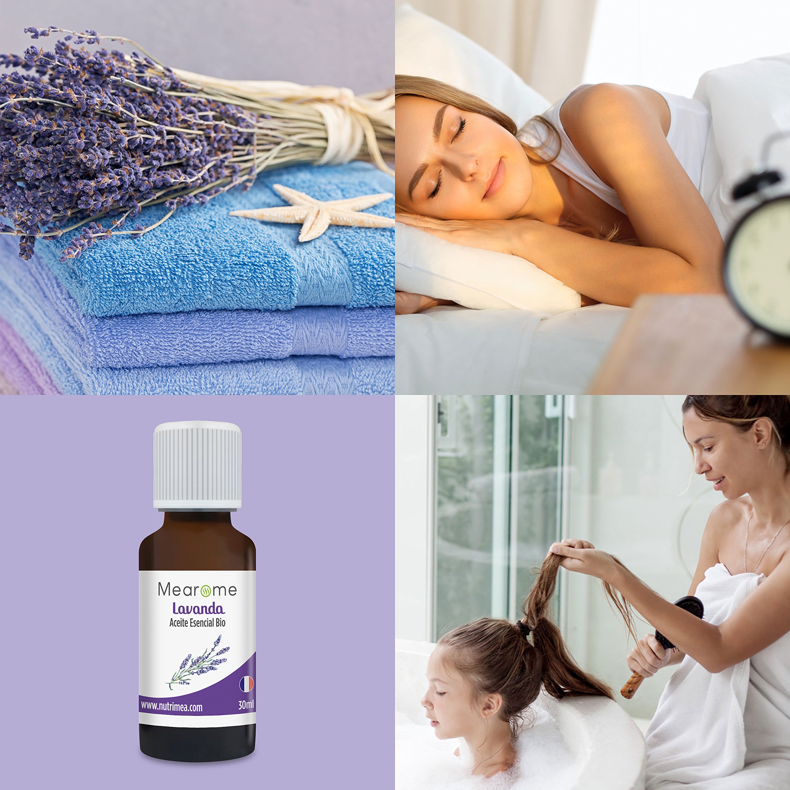 Nutrimea Aceite Esencial de Lavanda Verdadera BIO 30ml 100% Puro Natural Aromaterapia Masaje Difusor
