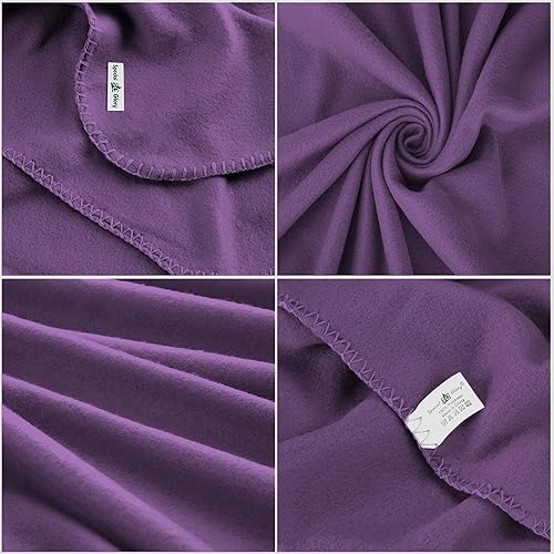 Miniatura 3 de Juego de mantas de forro polar a granel para viajes, niños, exteriores, bodas, mascotas (morado, paquete de 6 unidades, 50 x 60 pulgadas)