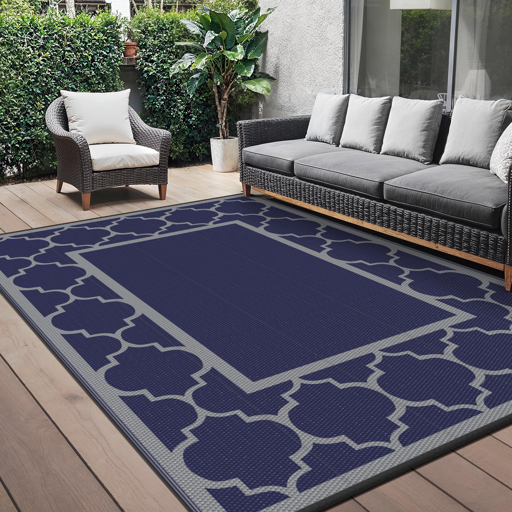 Outdoor-Teppich, Wasserdicht (1,8 X 2,7 M), Für Terrasse, Camping, Wohnmobil – Aus Kunststoffstroh