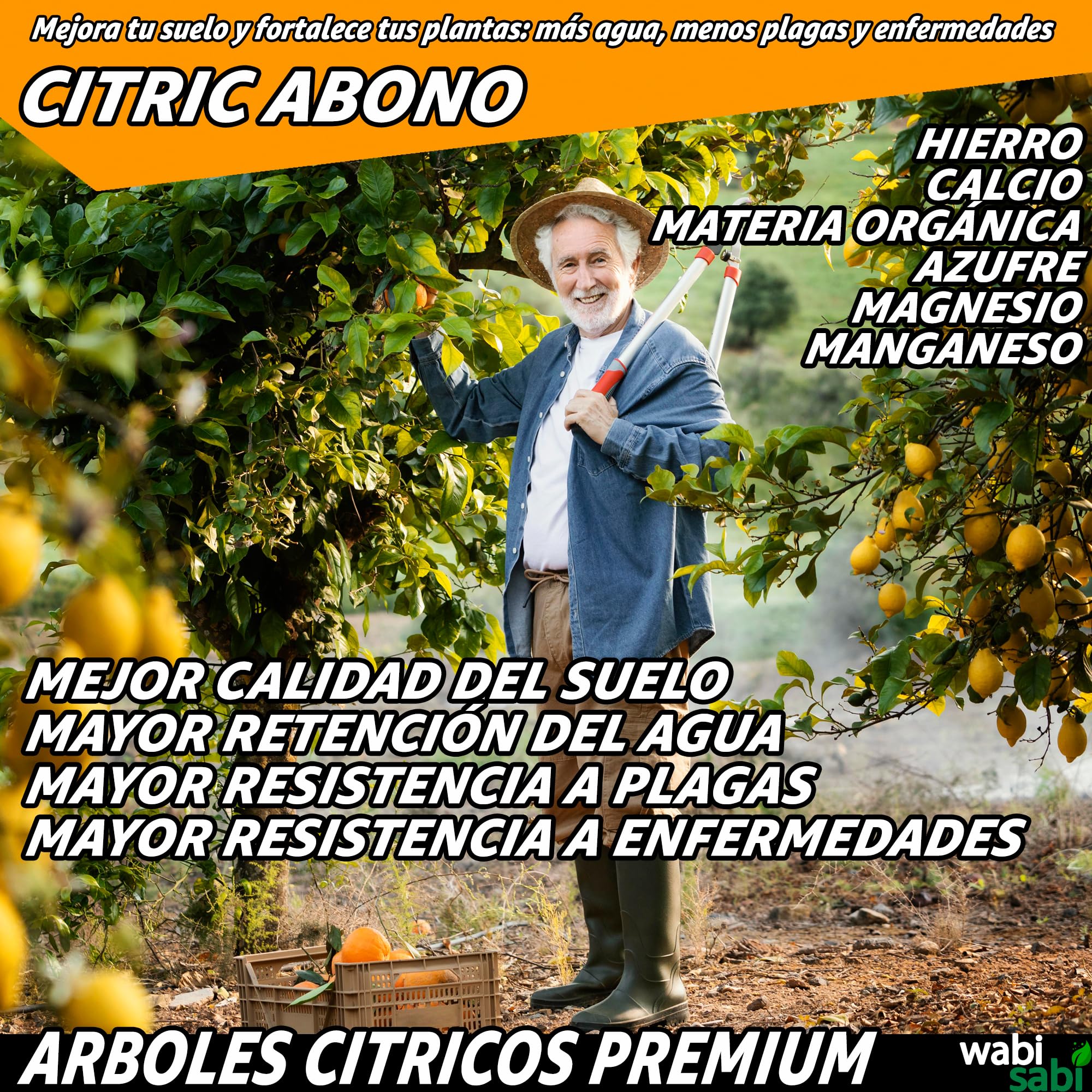 CITRIC ABONO Abono para Cítricos Premium NPK 20-5-10, Hierro, Calcio y Micronutrientes - Mejora Frutos, Fortalece Raíces y Evita Amarillamiento - Ecológico y Orgánico (7kg)