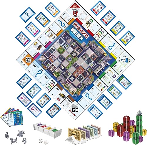 Miniatura 2 de Monopoly Builder - Juego de mesa, juego de estrategia, juego familiar, juegos para niños, juego divertido para jugar, juegos de mesa familiares, de