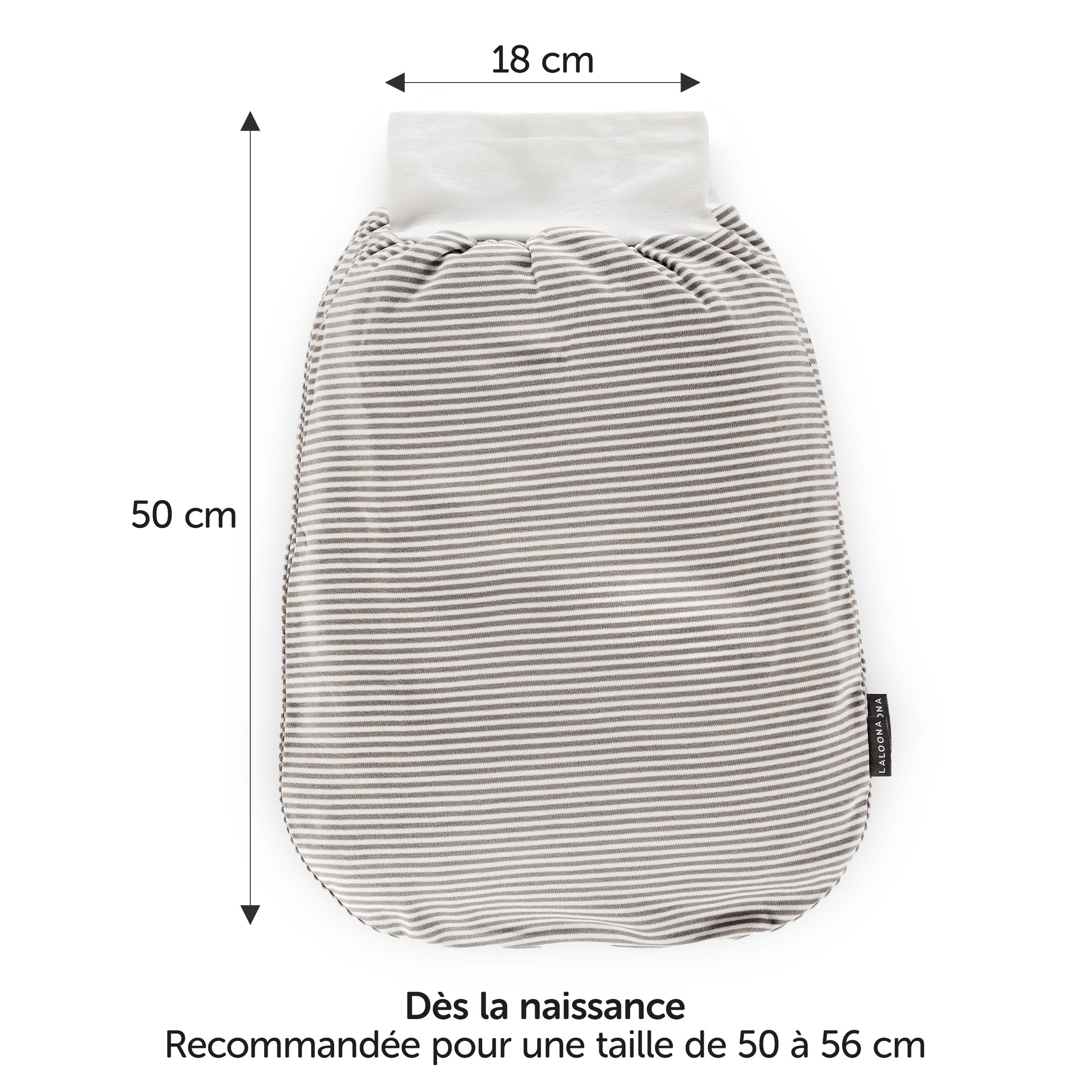 LaLoona - Demi Gigoteuse Bébé en Coton - Sac de Couchage Bebe Naissance Léger, TOG 0,5, sans Haut, sans Pied, Testée OekoTex Standard 100 - Rayures Beige Marron