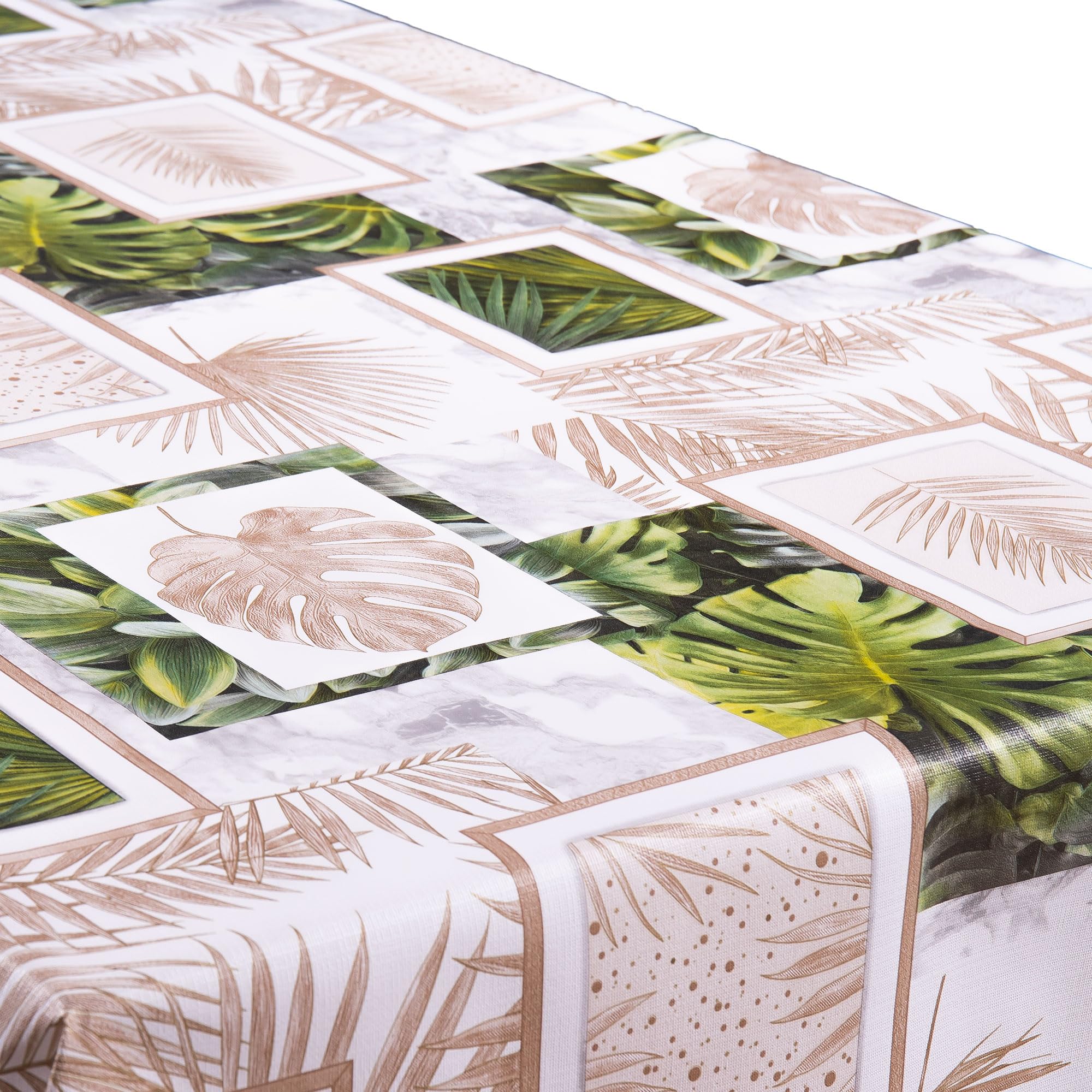 Cofan Rollo de Hule para Mesa con Estampado Verde Tropical, Mantel de PVC Resistente, Fácil Limpieza, Adecuado para Interior y Exterior, 1,40 x 25 m