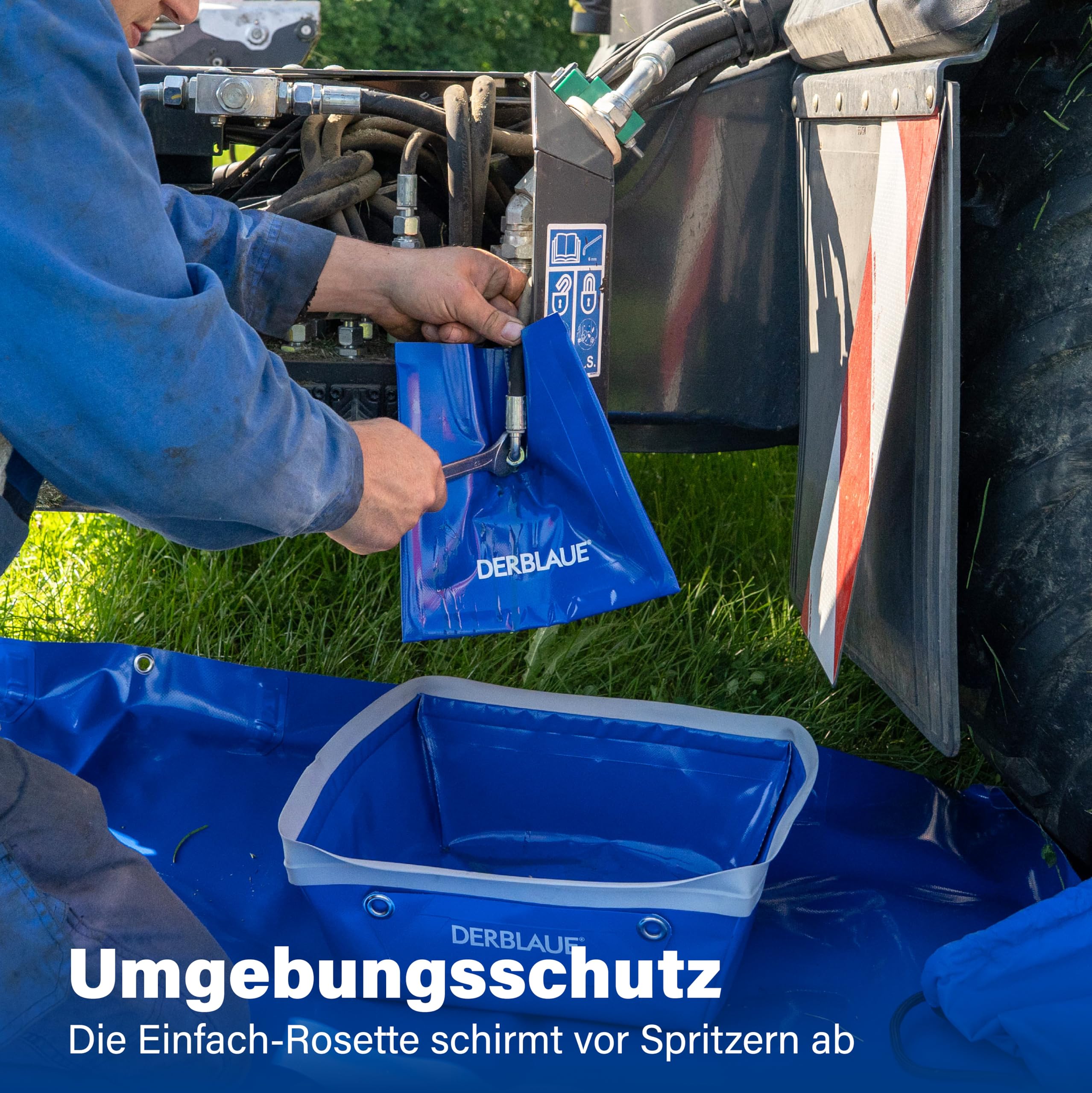 DERBLAUE® Einfach-Rosette für einen sauberen Ölwechsel – Auffwangwannen-Zubehör für die Arbeit mit H20 und HYD (50 mm)