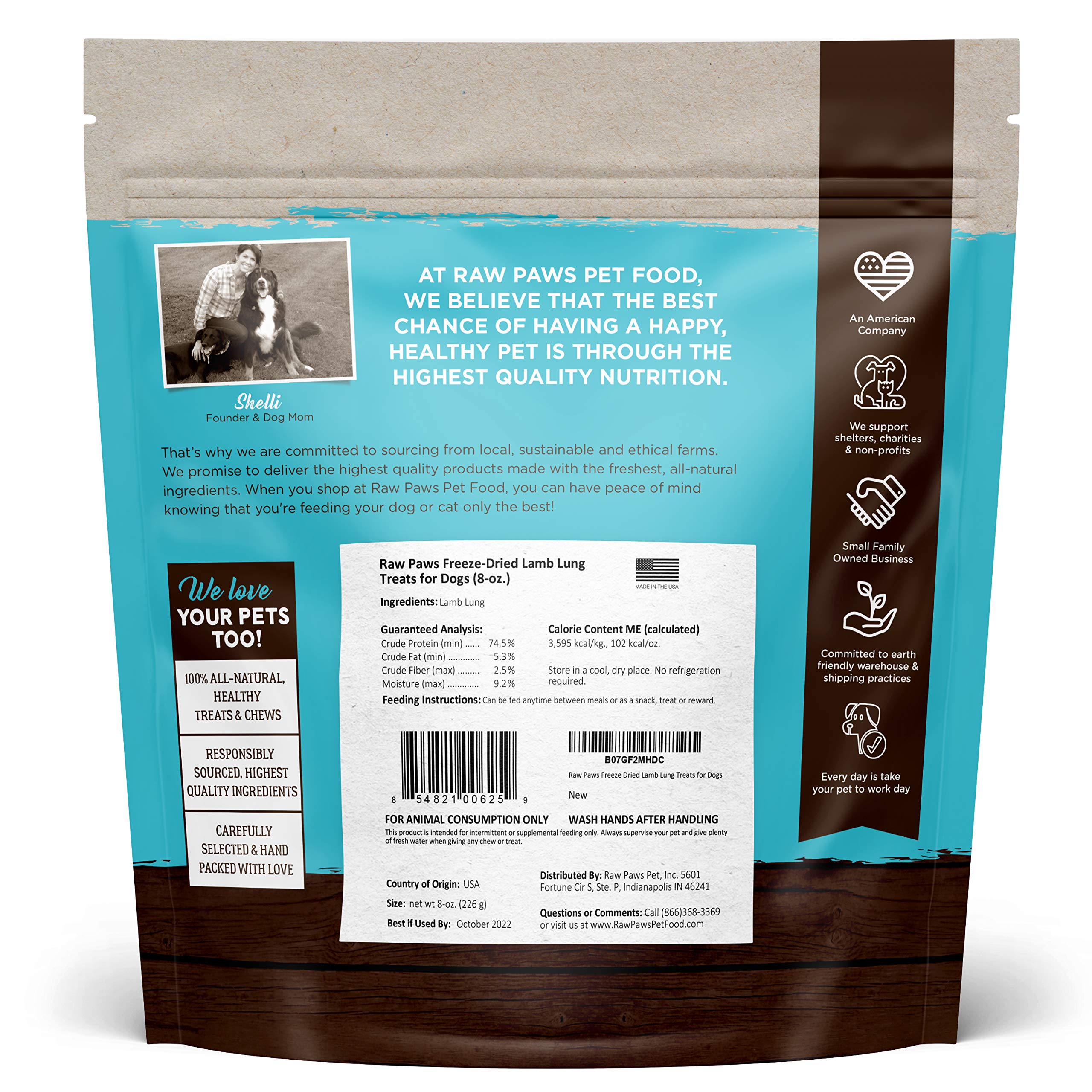 Buy Raw Paws Freeze Dried Lamb Lung Dog Treats Made in USA, 8oz Free