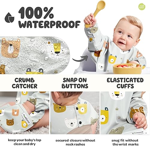 Miniatura 4 de Waterproof Smock Baby Bibs for Eating (Boy or Girl 6-24 Months) - Toddler Long Sleeve Bib for Baby Led Weaning