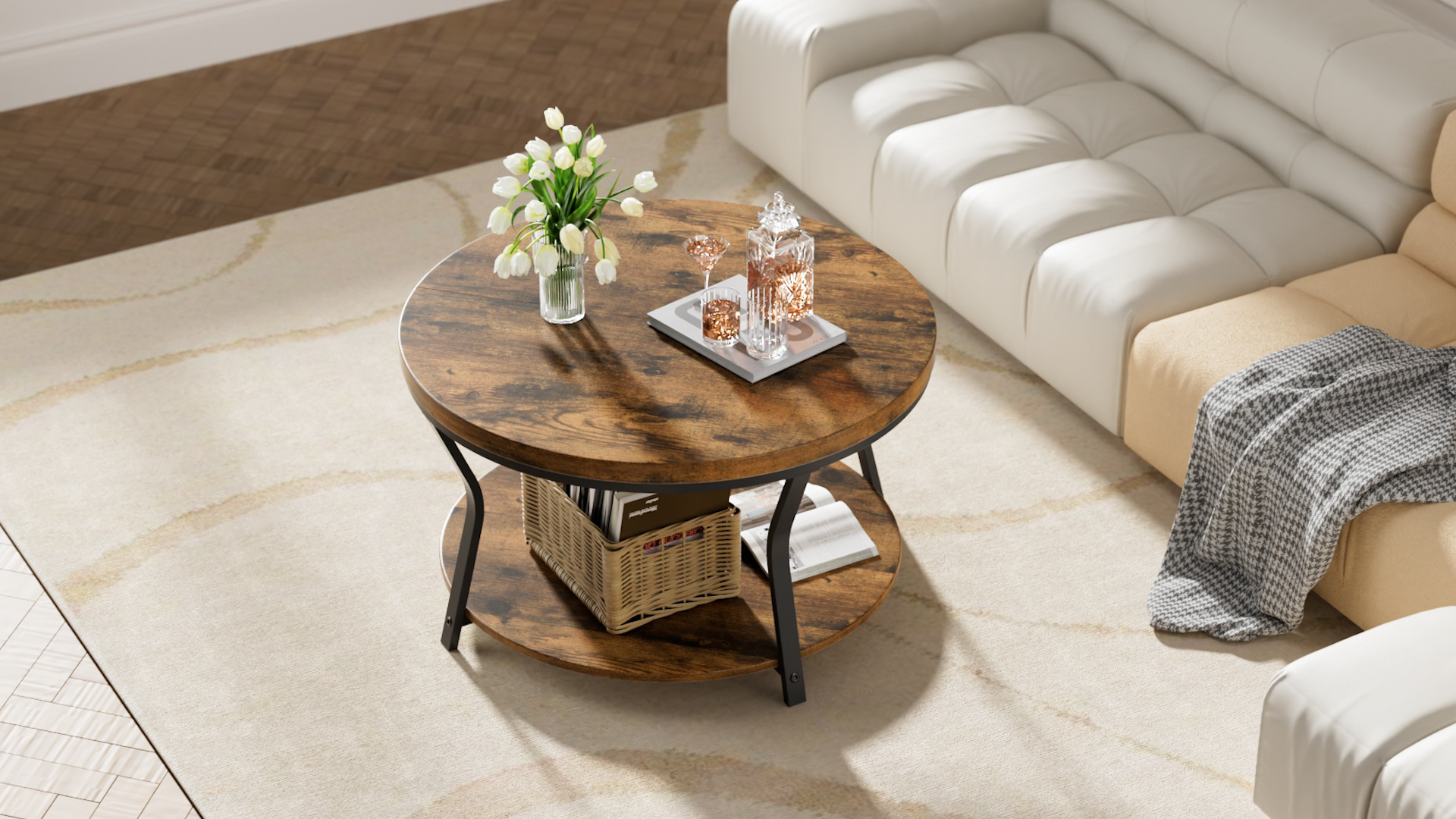 Amazon.com: Round Coffee Tables for Living Room, Circle Wood
