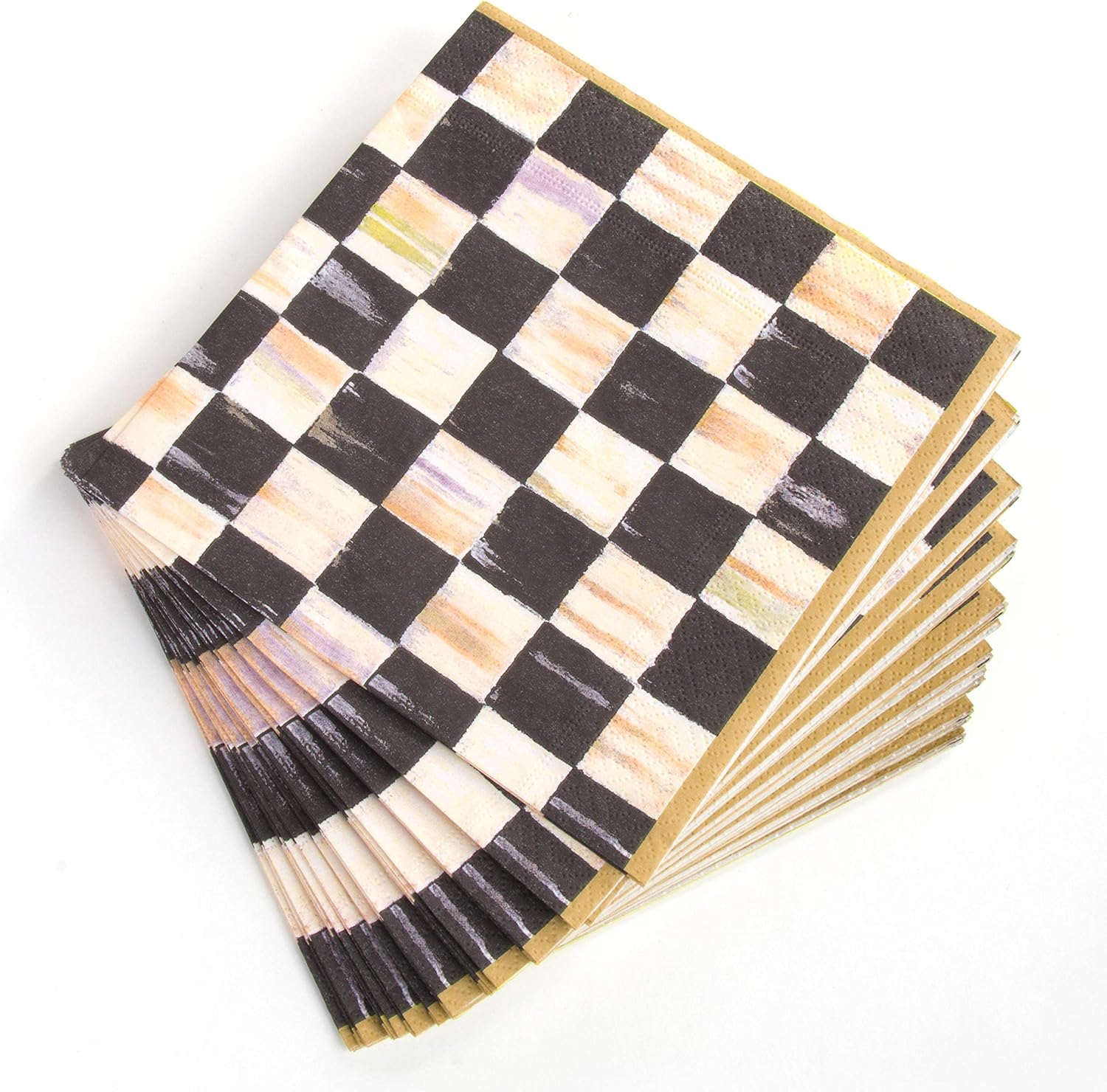 MacKenzie-Childs Courtly Check Black & Gold Paper Luncheon Napkins (20 Count)