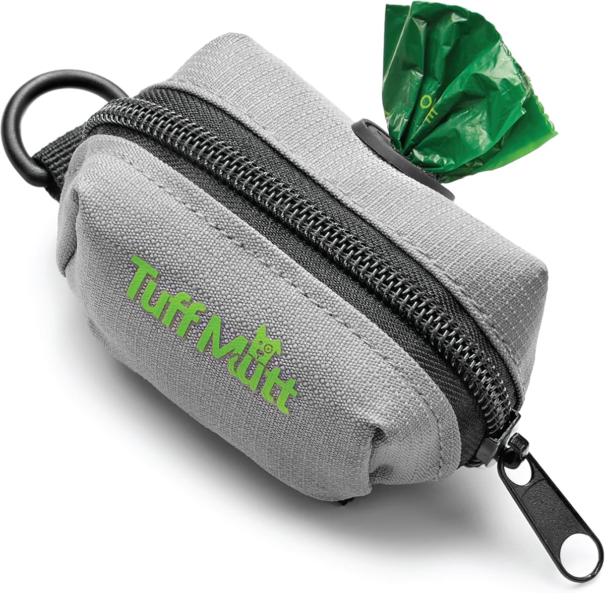 Tuff Mutt Dog Poop Bag Holder with Velcro Attachment - Durable Fabric Poop Bag Dispenser for Leashes - Includes Starter Roll for Easy Cleanup